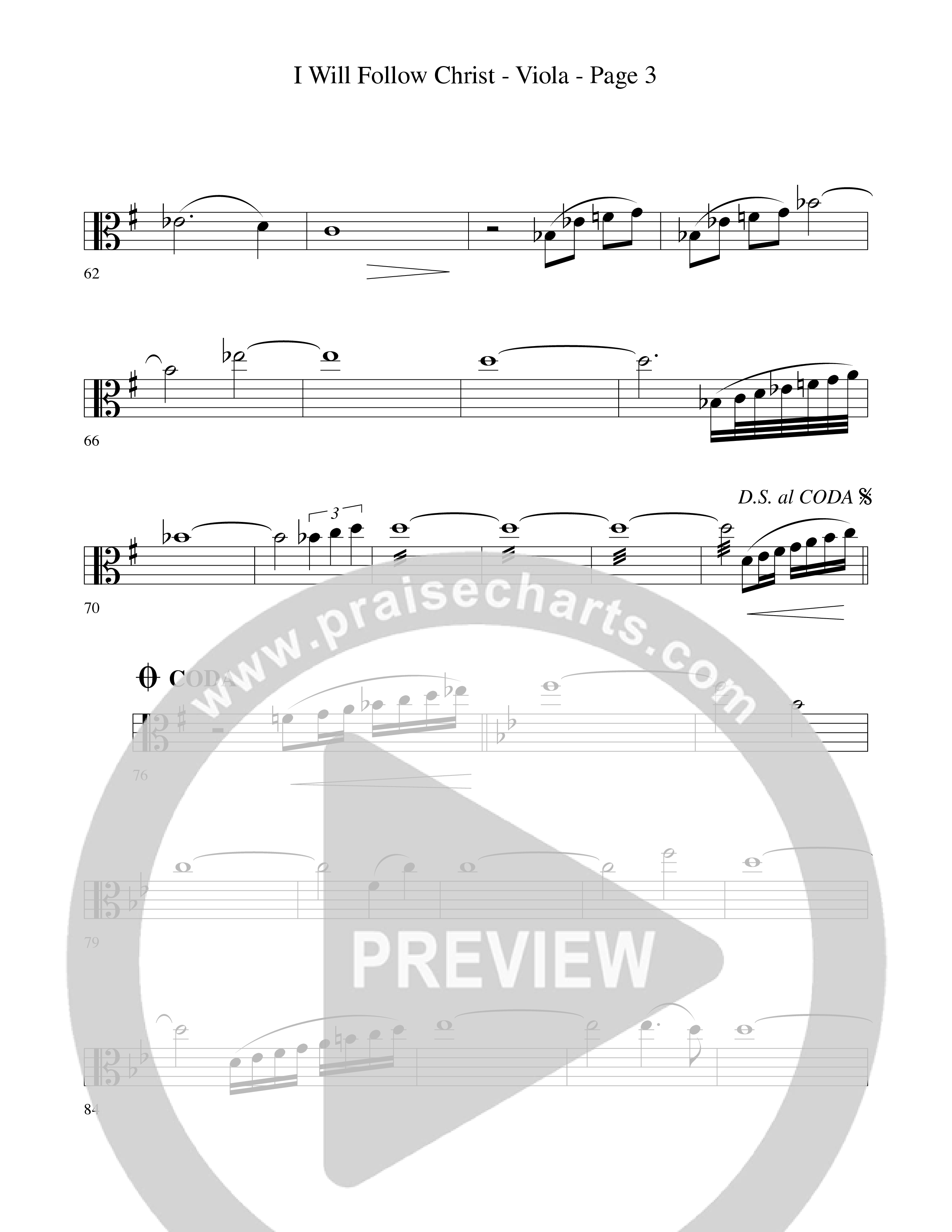 I Will Follow Christ (Choral Anthem SATB) Viola (Word Music Choral / Arr. Camp Kirkland)