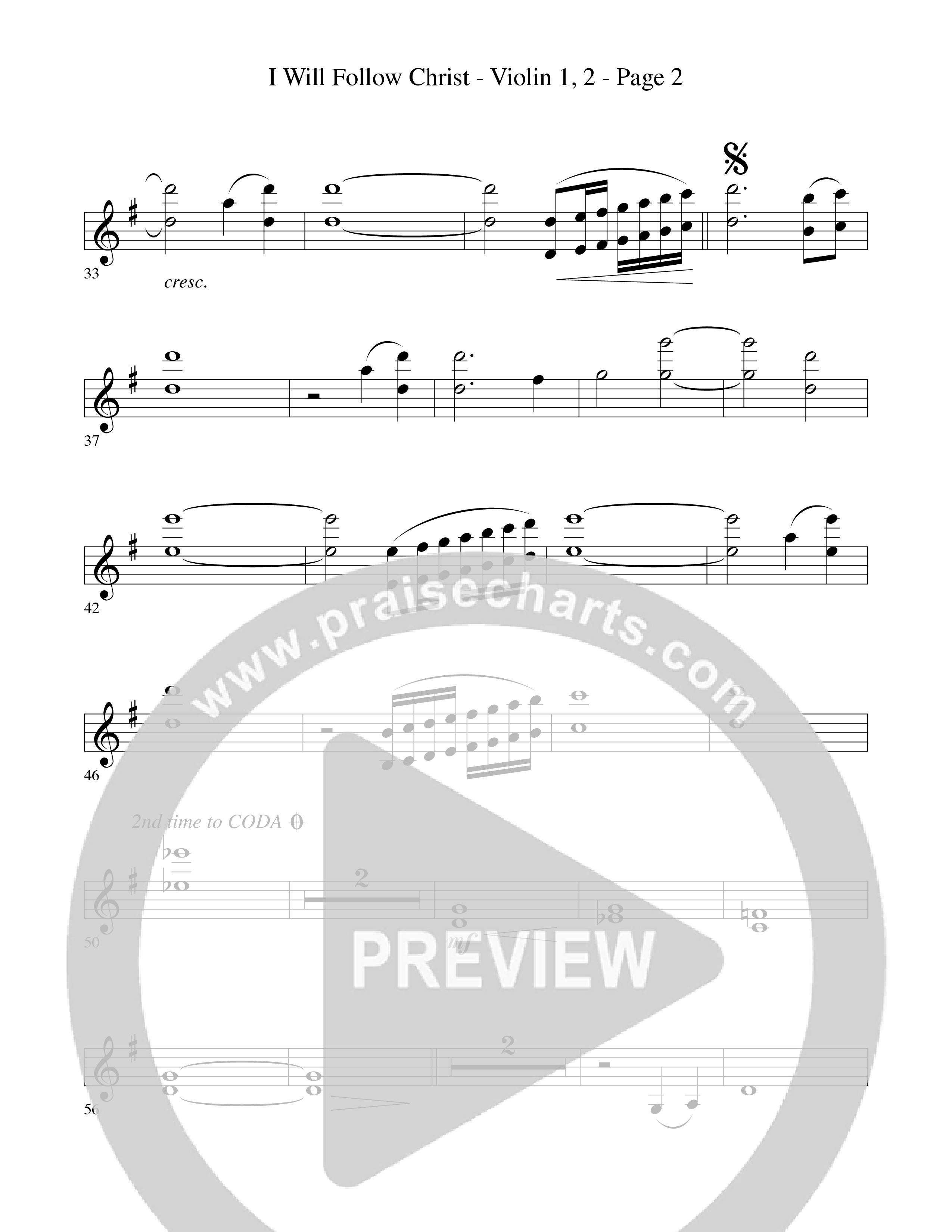 I Will Follow Christ (Choral Anthem SATB) Violin 1/2 (Word Music Choral / Arr. Camp Kirkland)