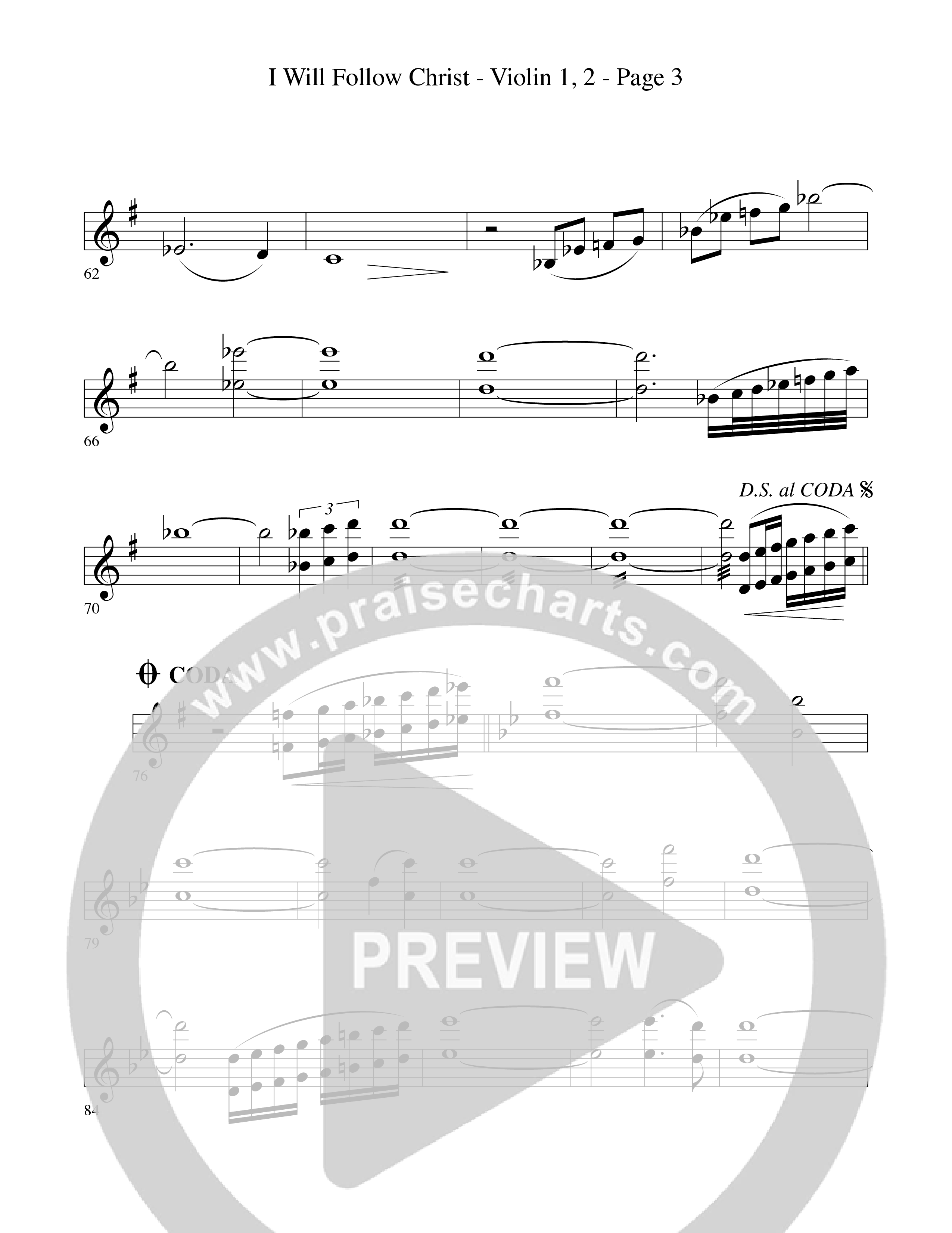 I Will Follow Christ (Choral Anthem SATB) Violin 1/2 (Word Music Choral / Arr. Camp Kirkland)