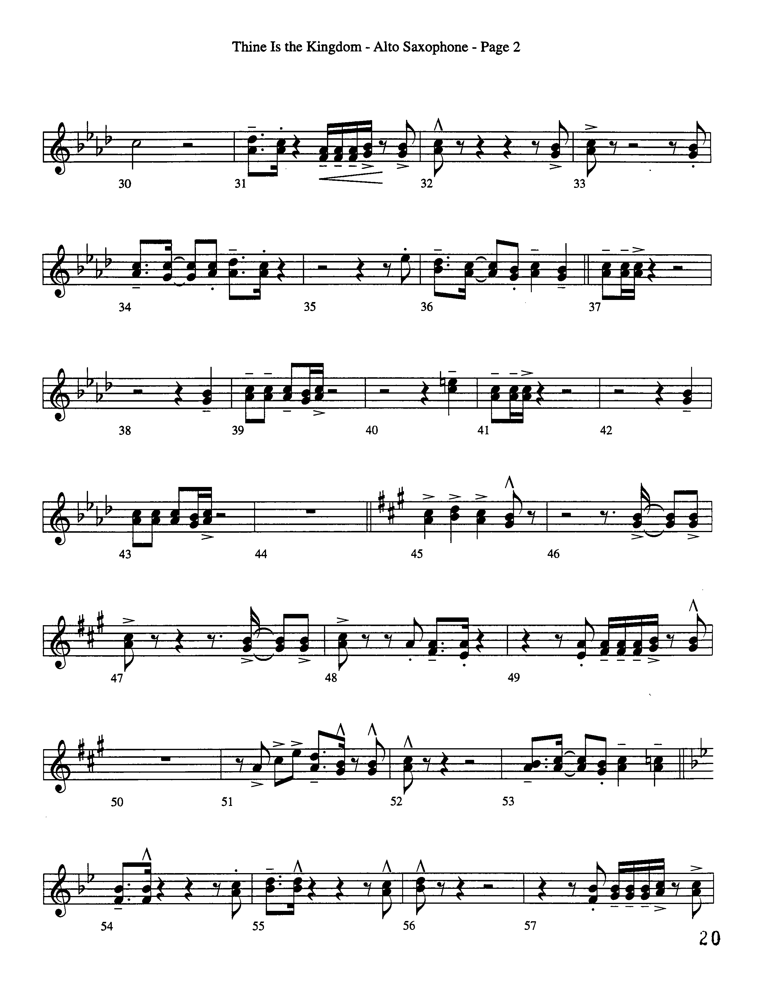 Thine Is The Kingdom (Choral Anthem SATB) Alto Sax (Word Music Choral / Arr. David Clydesdale)