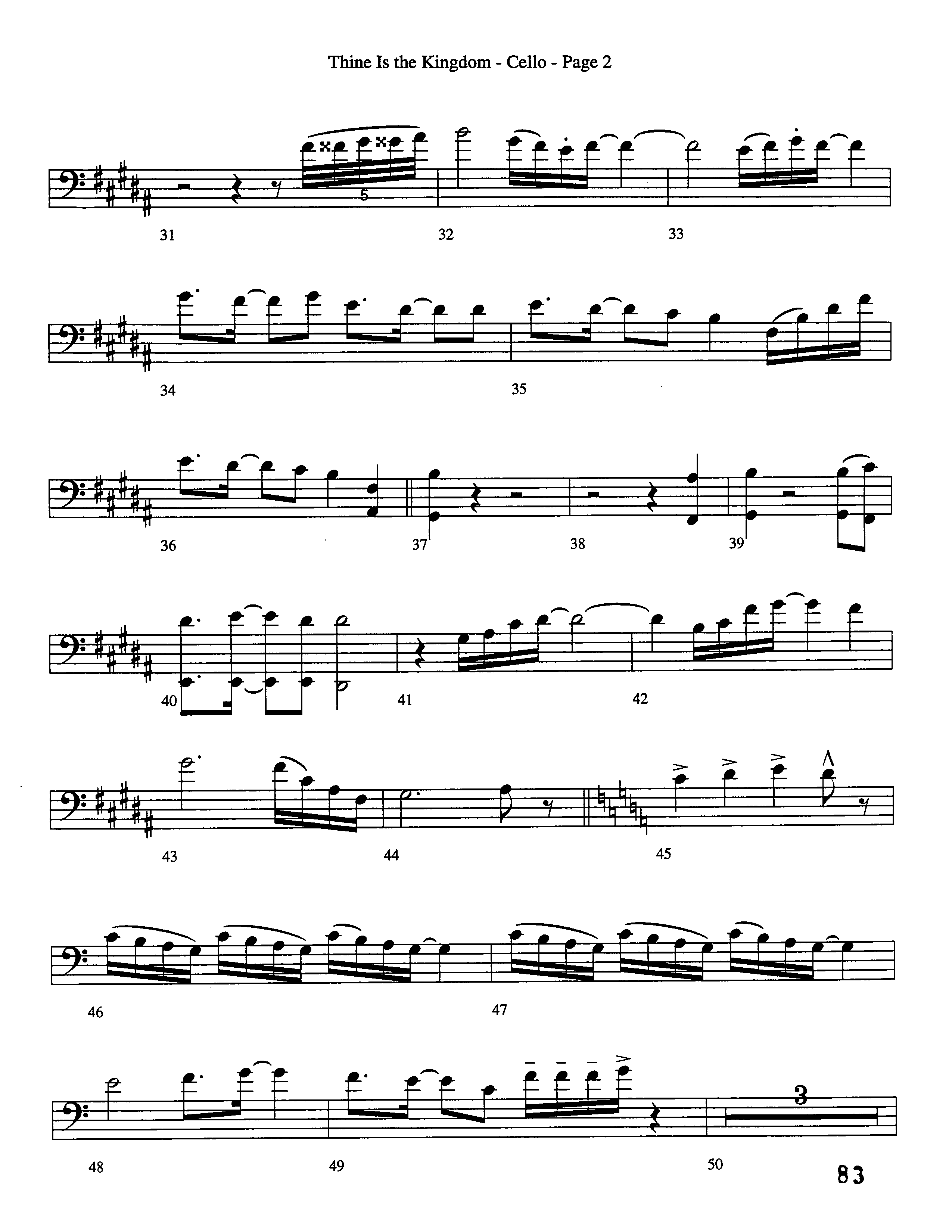 Thine Is The Kingdom (Choral Anthem SATB) Cello (Word Music Choral / Arr. David Clydesdale)
