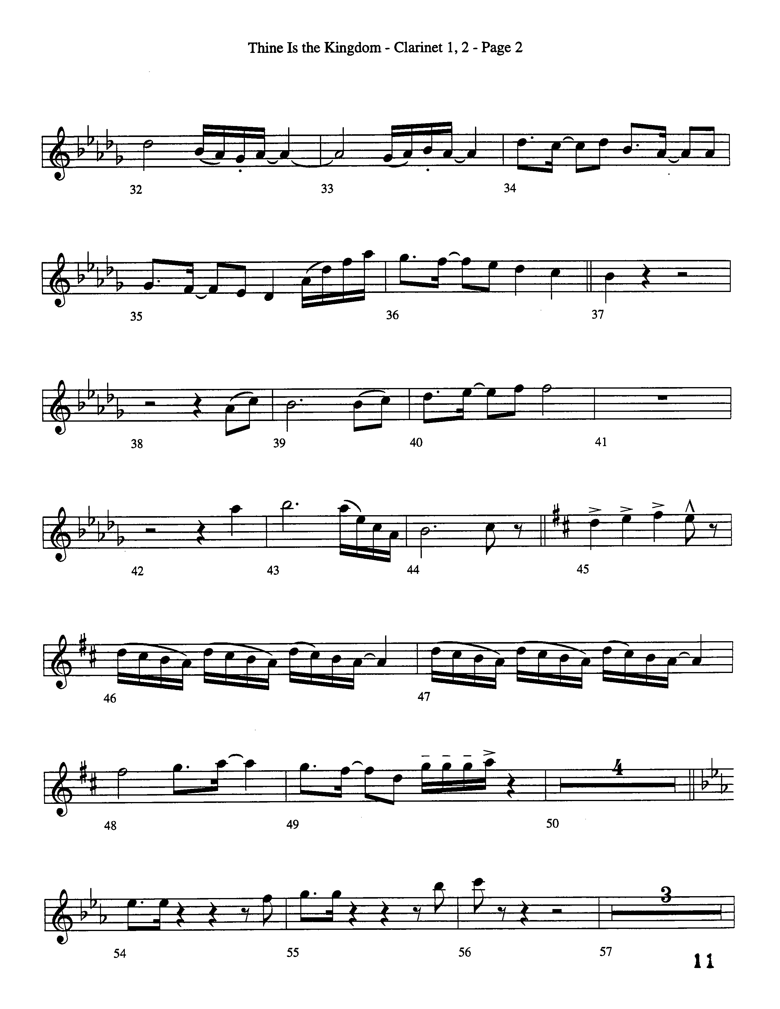 Thine Is The Kingdom (Choral Anthem SATB) Clarinet 1/2 (Word Music Choral / Arr. David Clydesdale)
