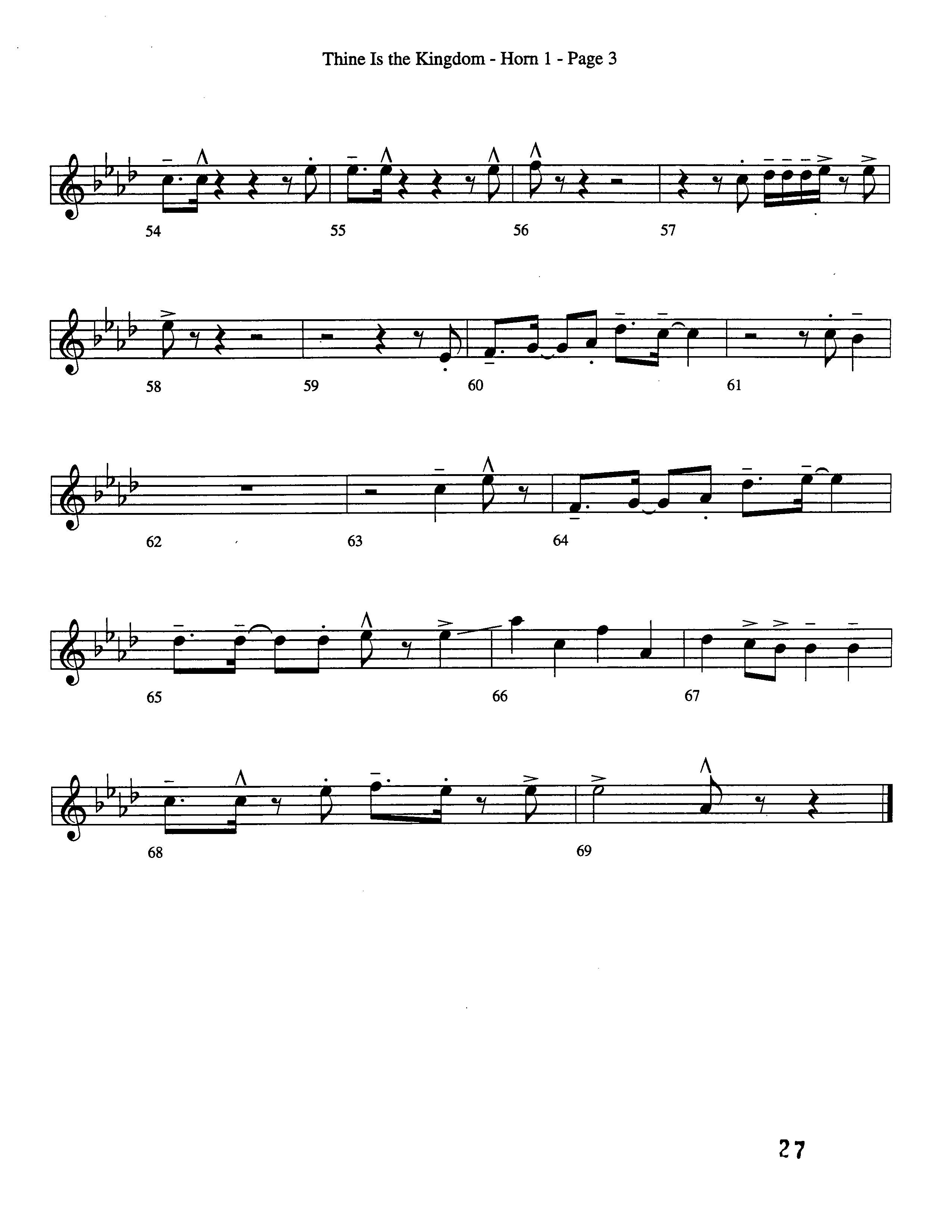 Thine Is The Kingdom (Choral Anthem SATB) French Horn (Word Music Choral / Arr. David Clydesdale)