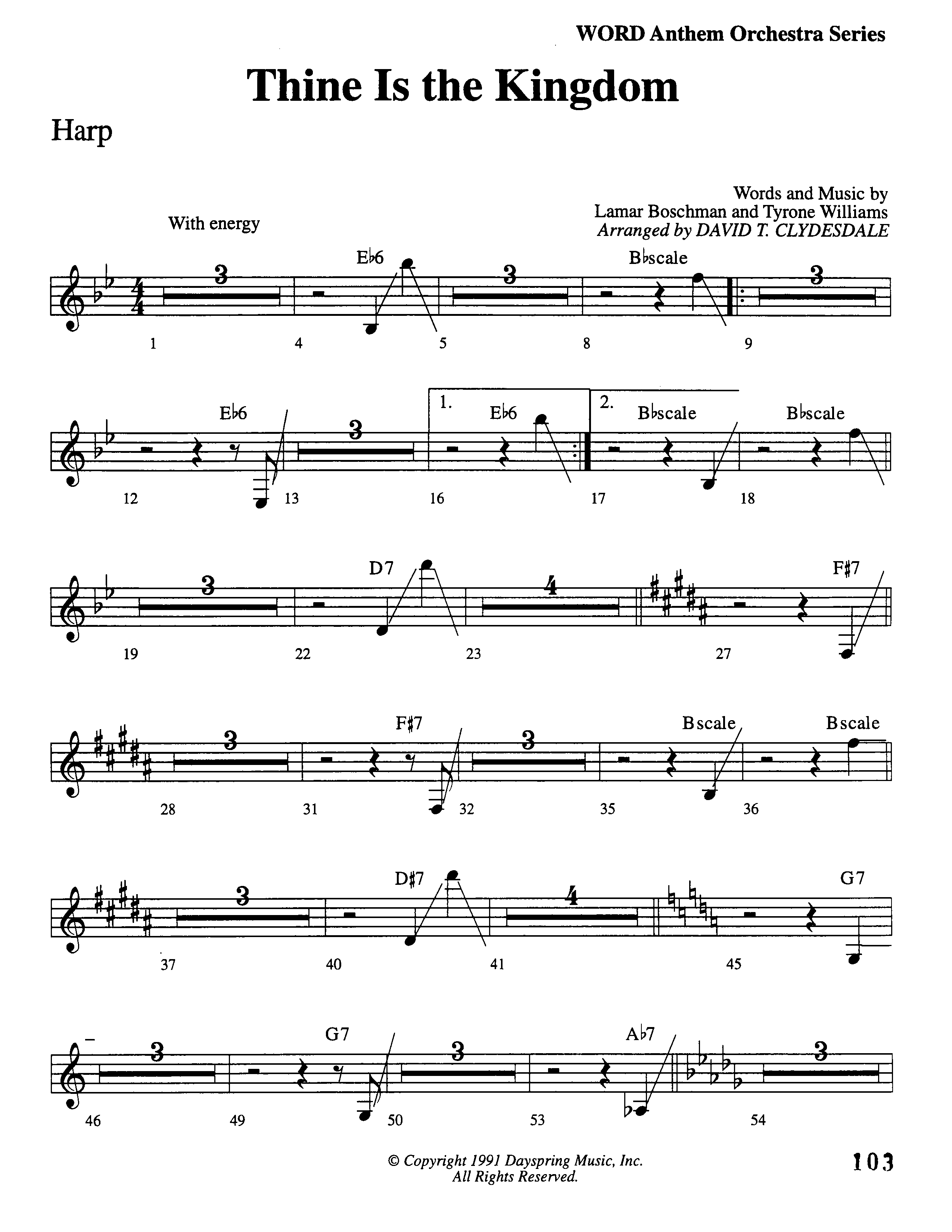 Thine Is The Kingdom (Choral Anthem SATB) Harp (Word Music Choral / Arr. David Clydesdale)