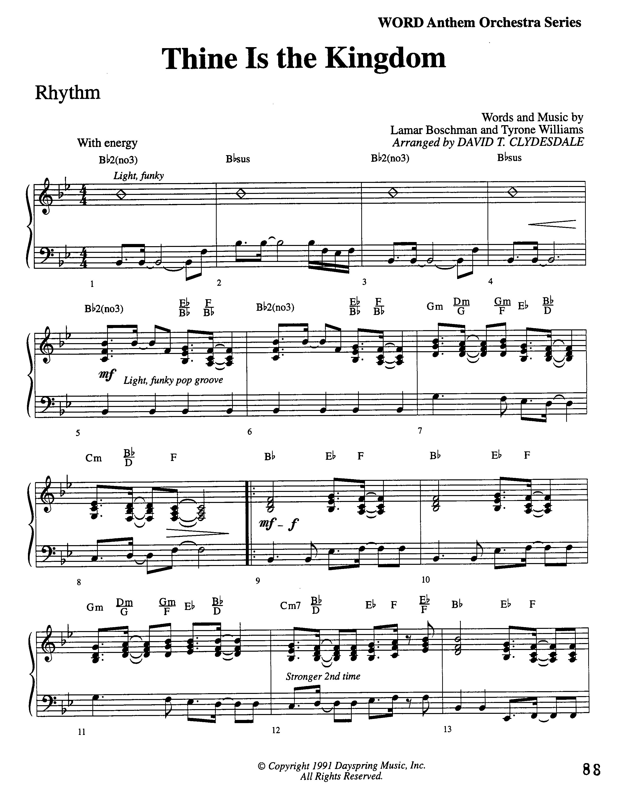 Thine Is The Kingdom (Choral Anthem SATB) Rhythm Chart (Word Music Choral / Arr. David Clydesdale)