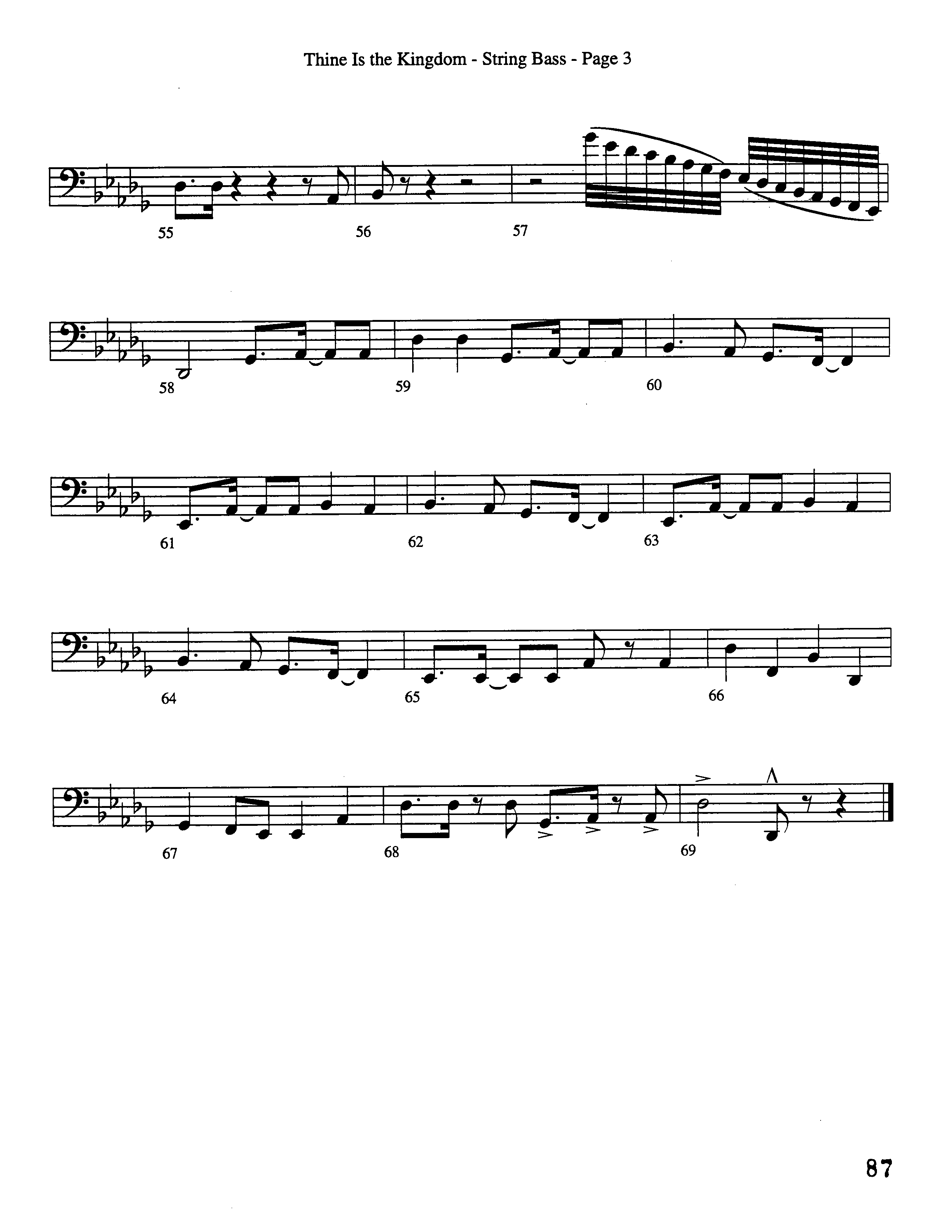 Thine Is The Kingdom (Choral Anthem SATB) String Bass (Word Music Choral / Arr. David Clydesdale)