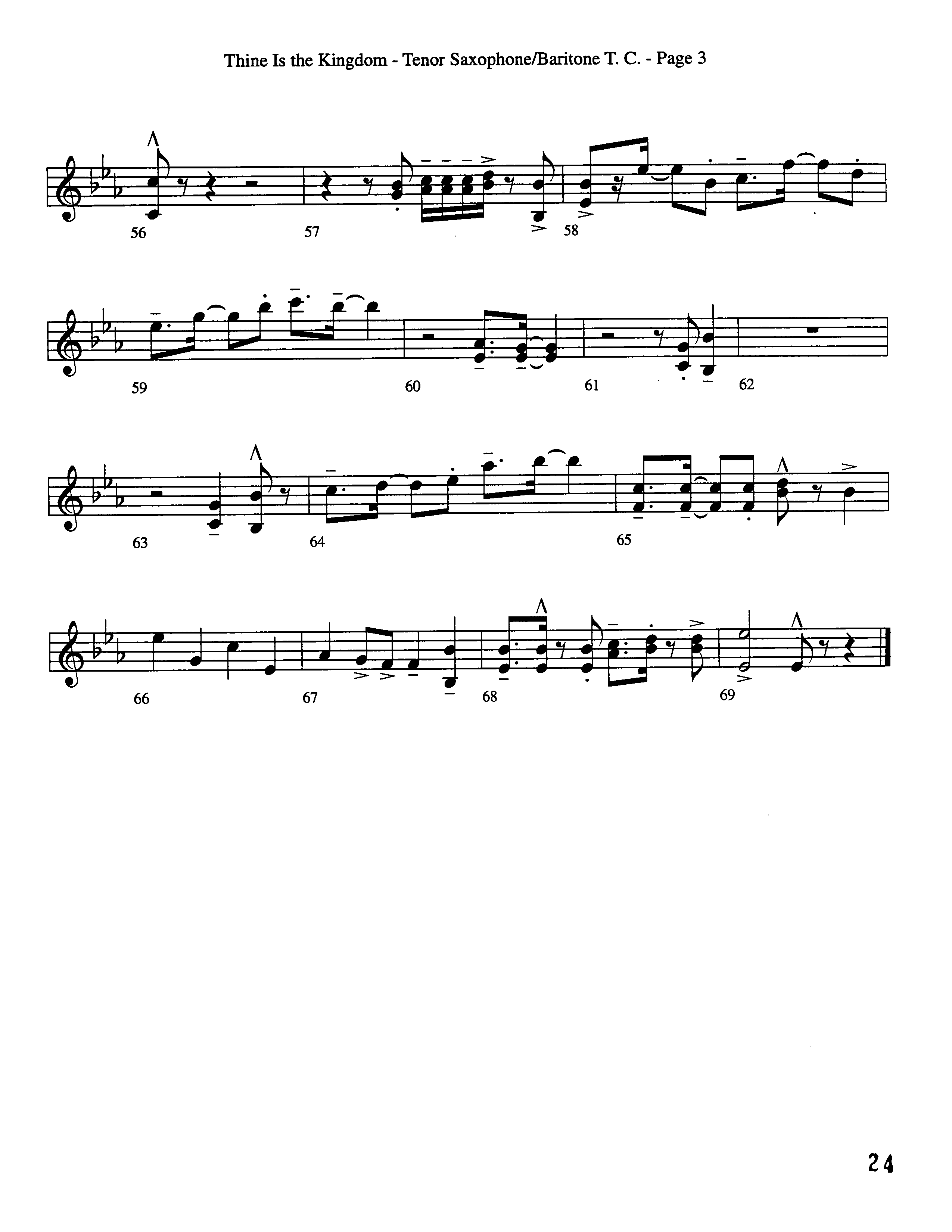 Thine Is The Kingdom (Choral Anthem SATB) Tenor Sax/Baritone T.C. (Word Music Choral / Arr. David Clydesdale)