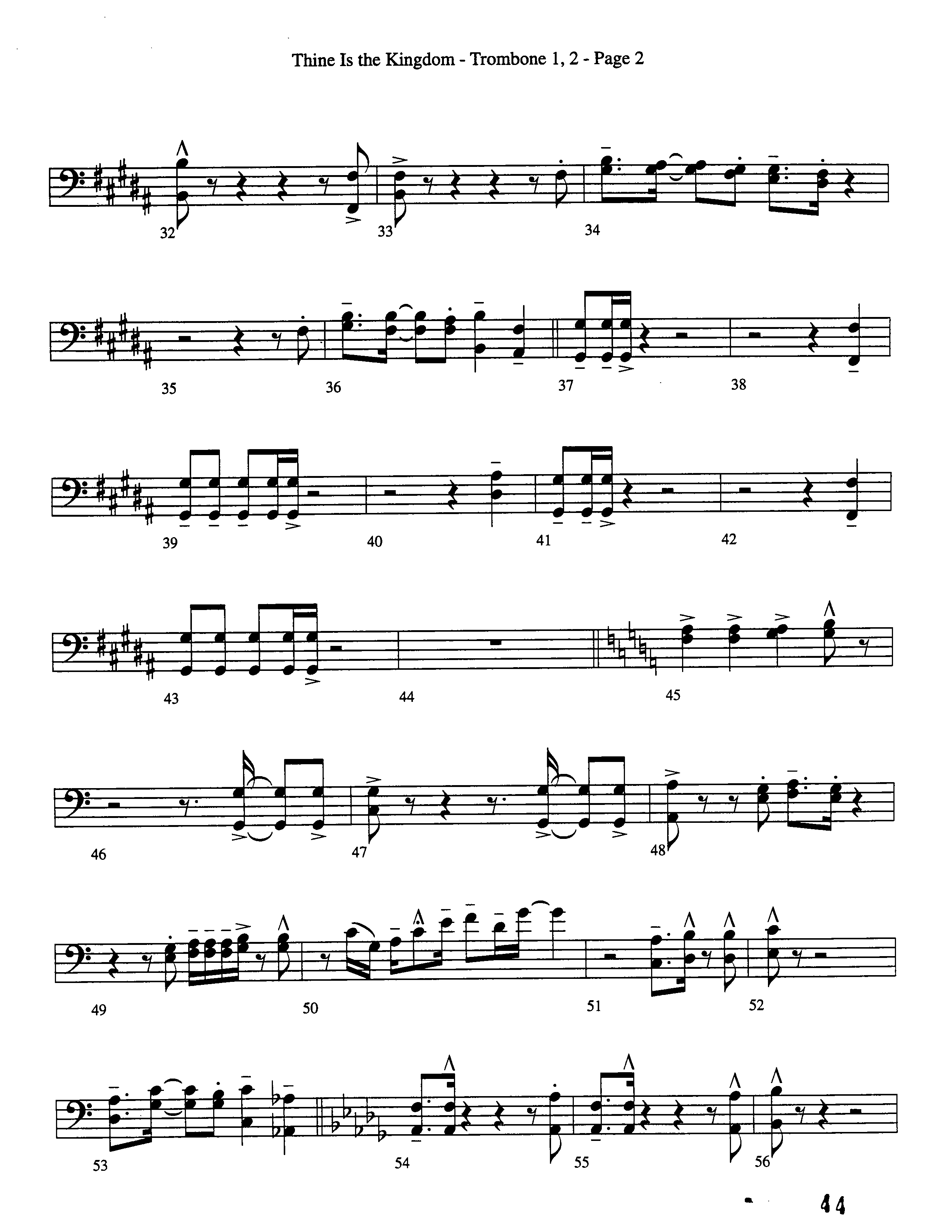 Thine Is The Kingdom (Choral Anthem SATB) Trombone 1/2 (Word Music Choral / Arr. David Clydesdale)