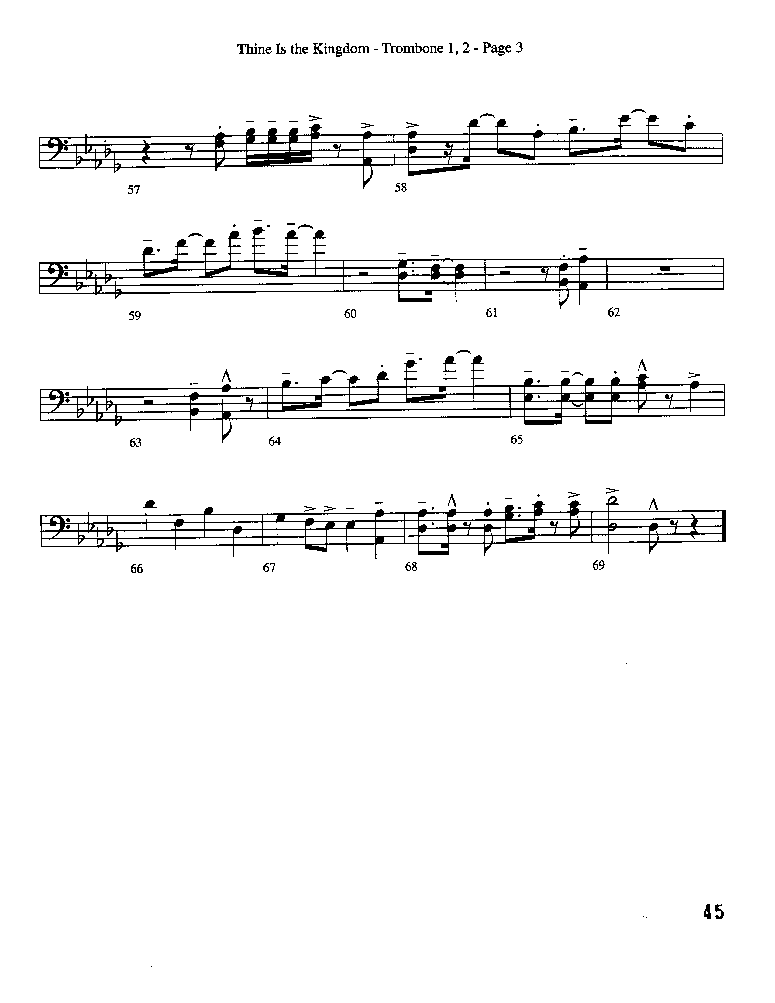 Thine Is The Kingdom (Choral Anthem SATB) Trombone 1/2 (Word Music Choral / Arr. David Clydesdale)