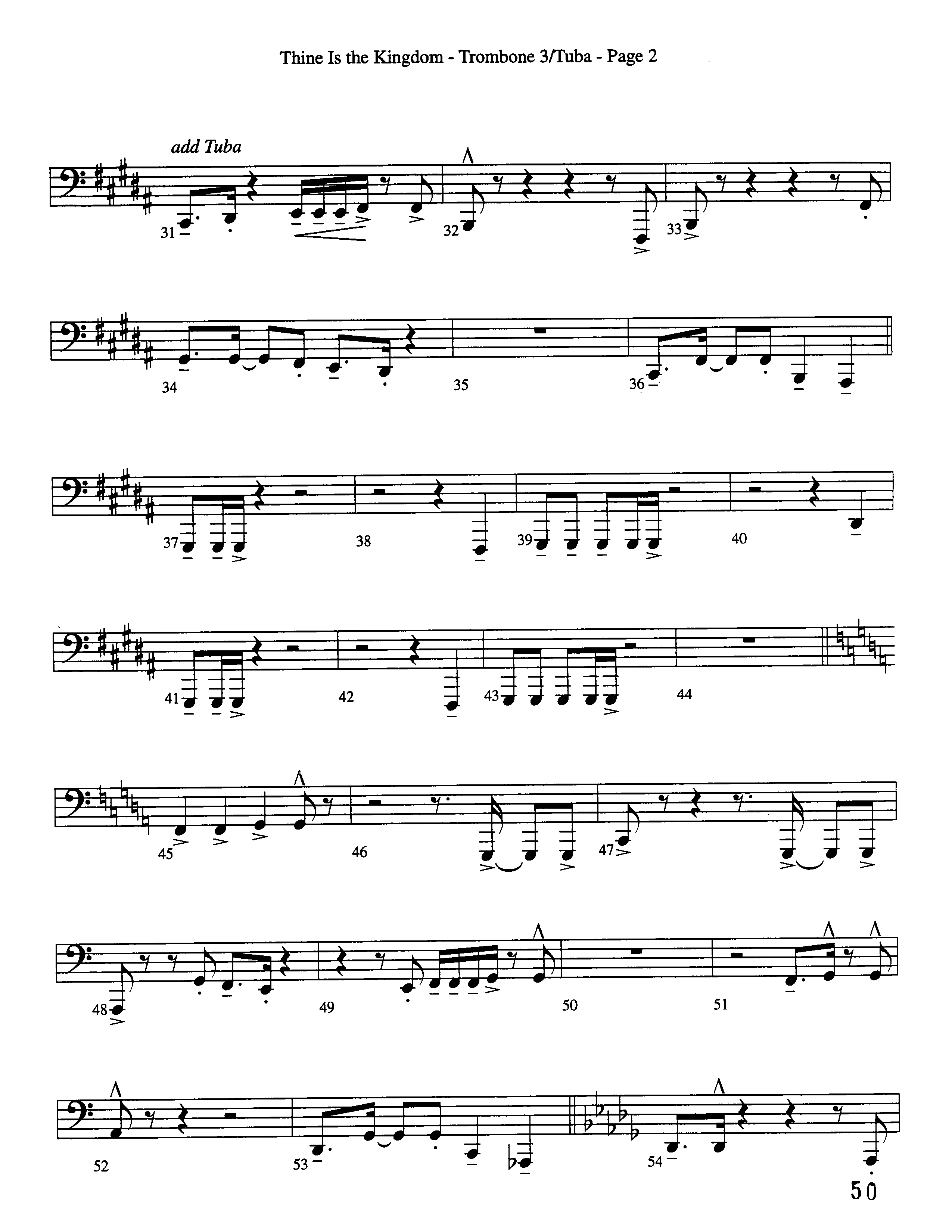 Thine Is The Kingdom (Choral Anthem SATB) Trombone 3/Tuba (Word Music Choral / Arr. David Clydesdale)
