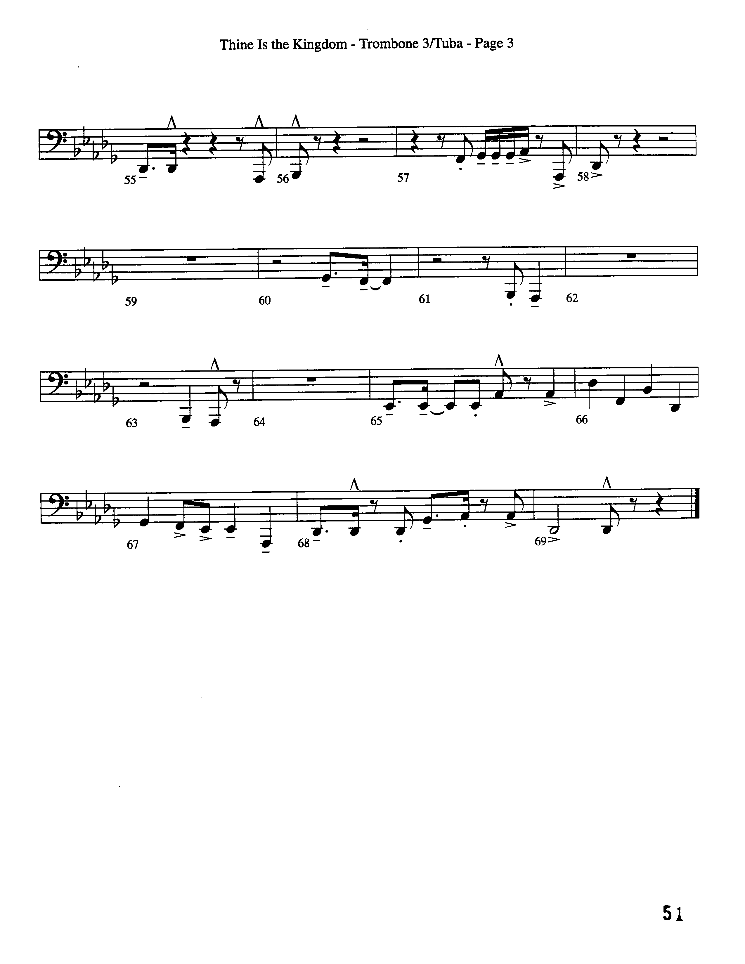 Thine Is The Kingdom (Choral Anthem SATB) Trombone 3/Tuba (Word Music Choral / Arr. David Clydesdale)