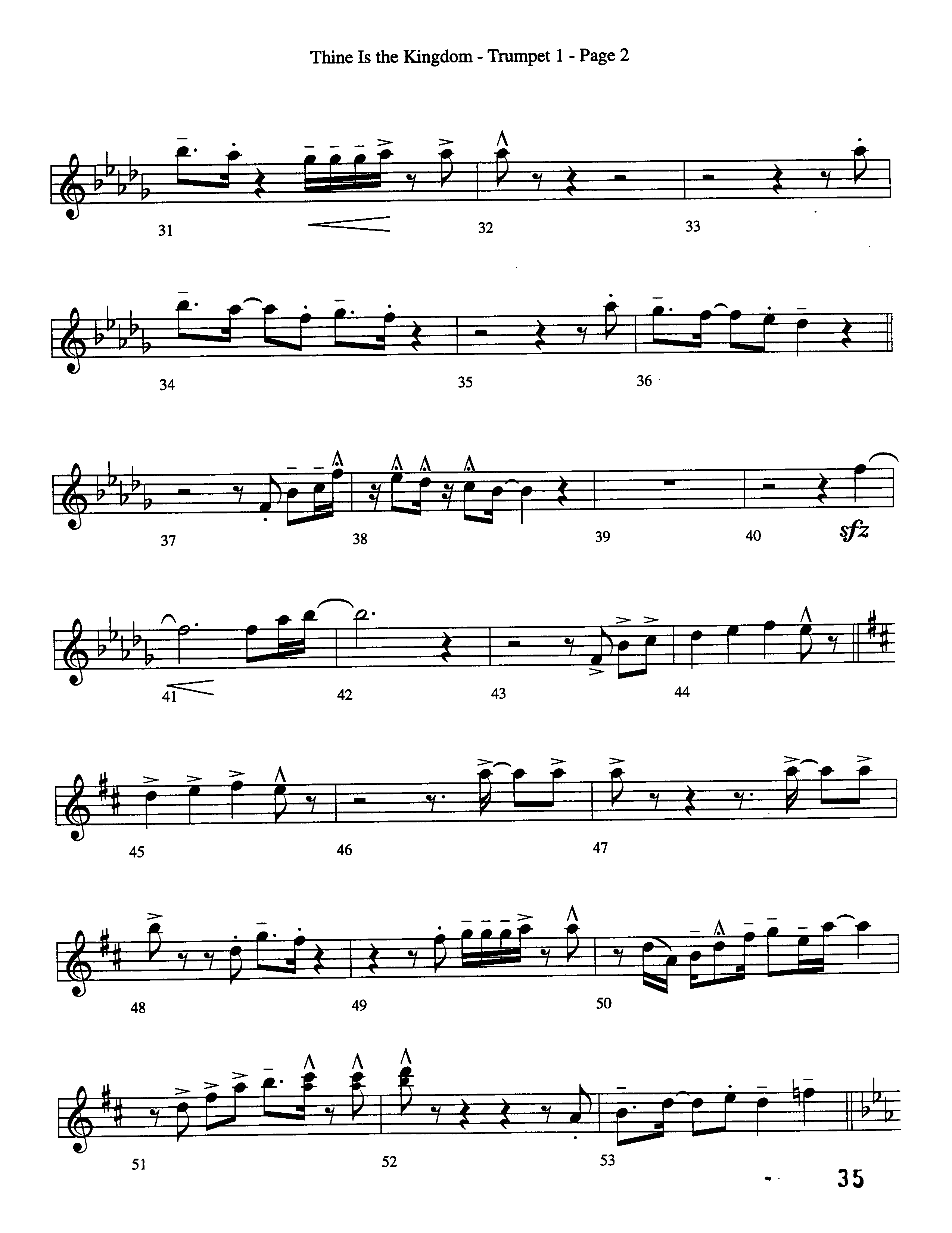Thine Is The Kingdom (Choral Anthem SATB) Trumpet 1 (Word Music Choral / Arr. David Clydesdale)