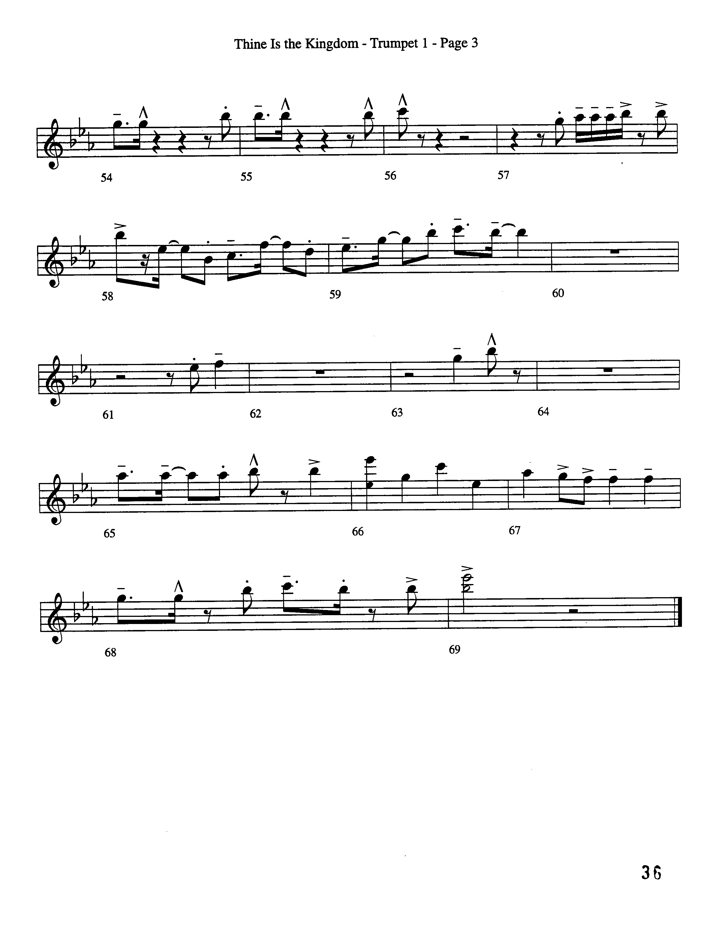 Thine Is The Kingdom (Choral Anthem SATB) Trumpet 1 (Word Music Choral / Arr. David Clydesdale)