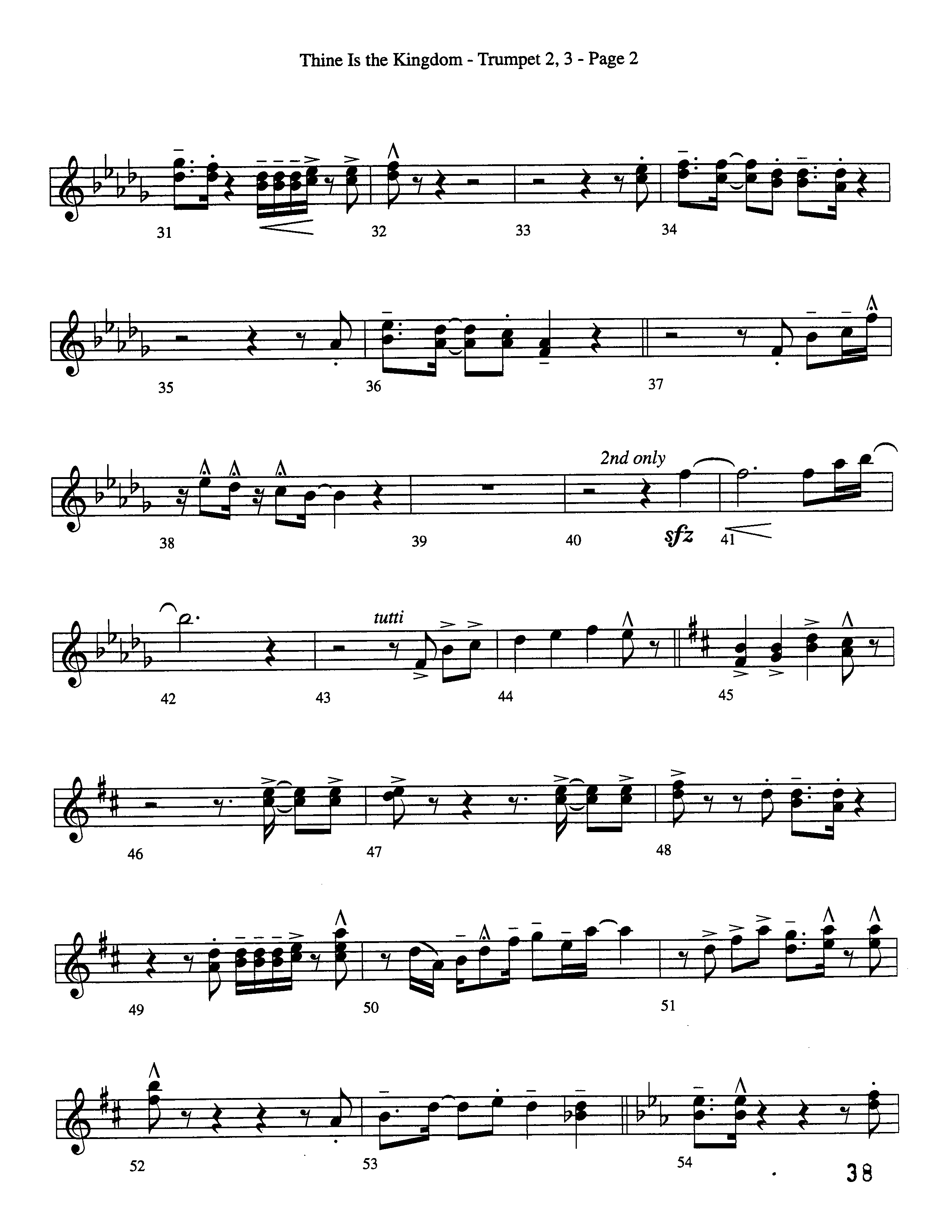 Thine Is The Kingdom (Choral Anthem SATB) Trumpet 2/3 (Word Music Choral / Arr. David Clydesdale)
