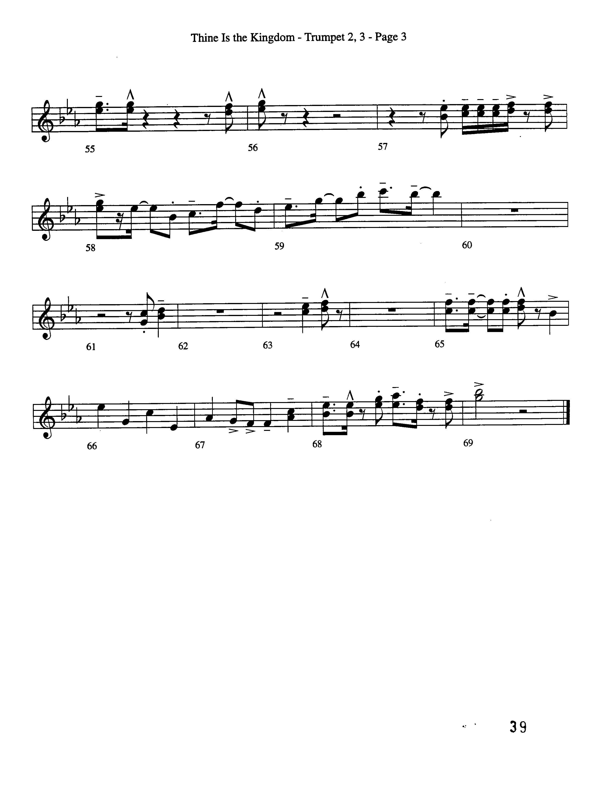 Thine Is The Kingdom (Choral Anthem SATB) Trumpet 2/3 (Word Music Choral / Arr. David Clydesdale)