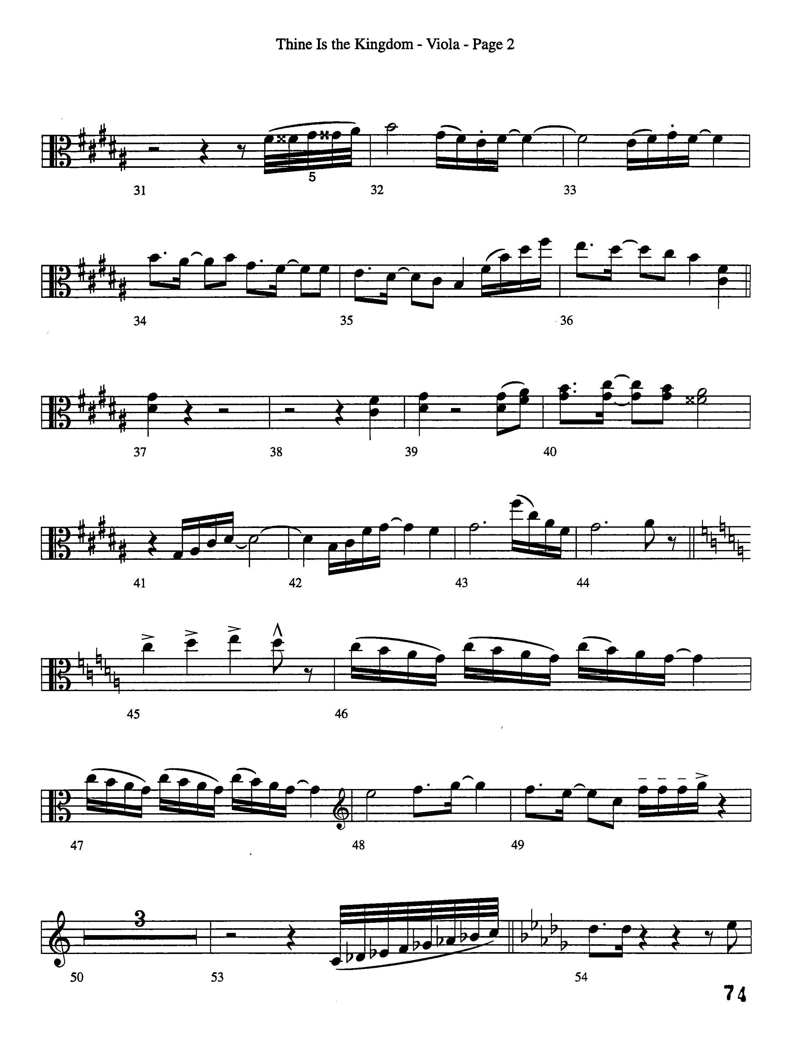 Thine Is The Kingdom (Choral Anthem SATB) Viola (Word Music Choral / Arr. David Clydesdale)