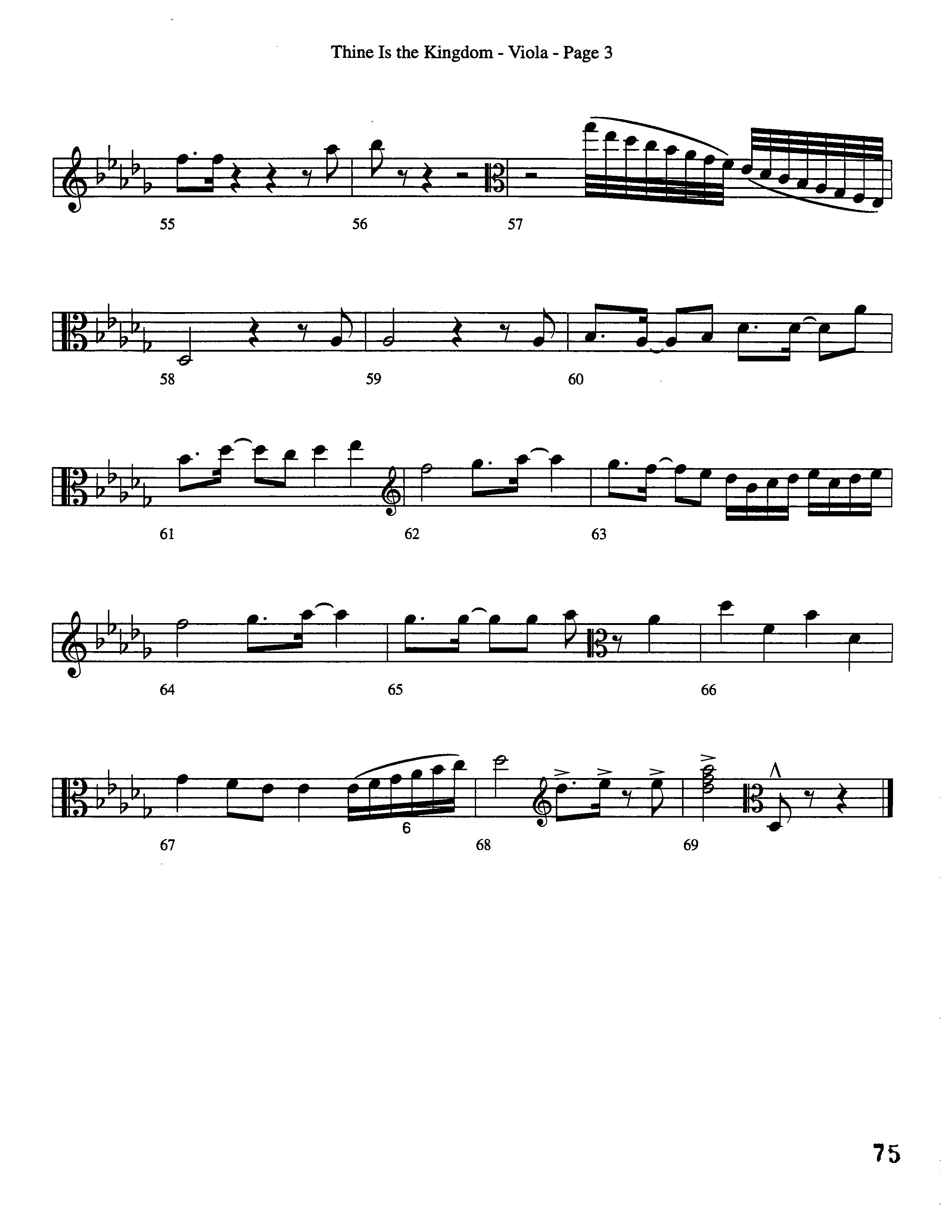Thine Is The Kingdom (Choral Anthem SATB) Viola (Word Music Choral / Arr. David Clydesdale)