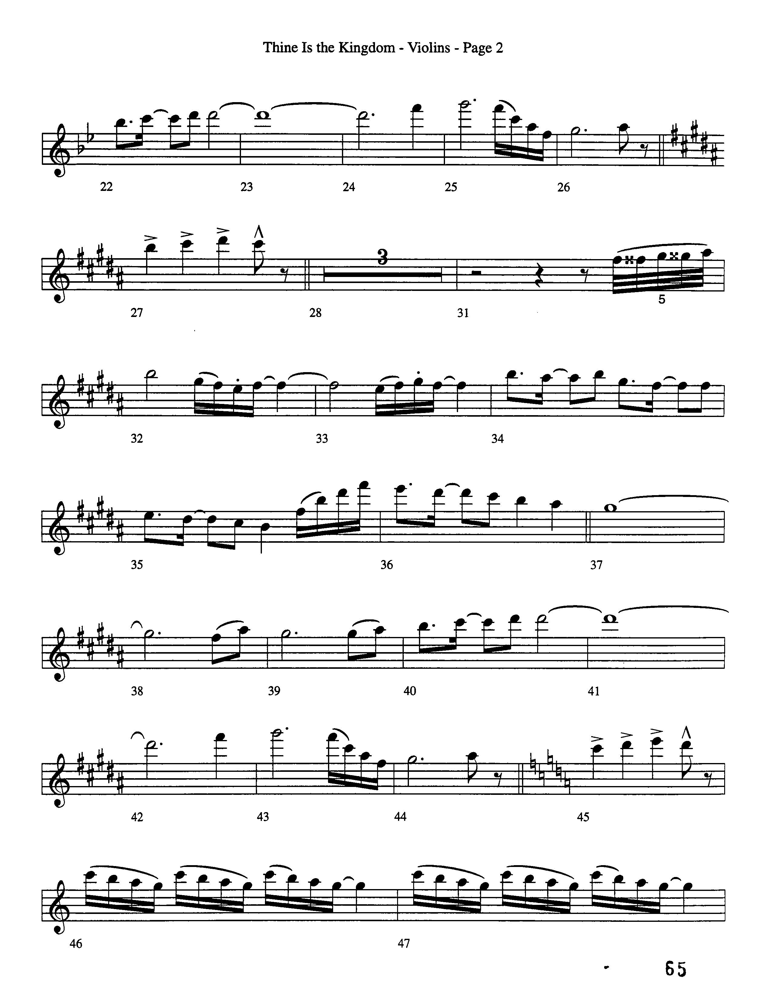 Thine Is The Kingdom (Choral Anthem SATB) Violins (Word Music Choral / Arr. David Clydesdale)