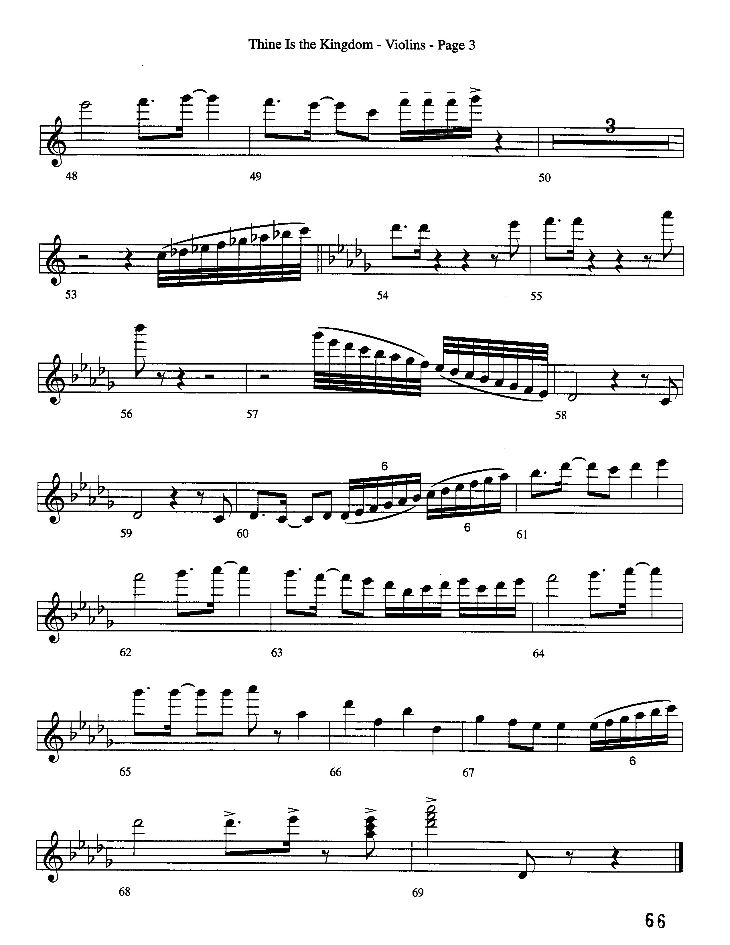 Thine Is The Kingdom (Choral Anthem SATB) Violins (Word Music Choral / Arr. David Clydesdale)