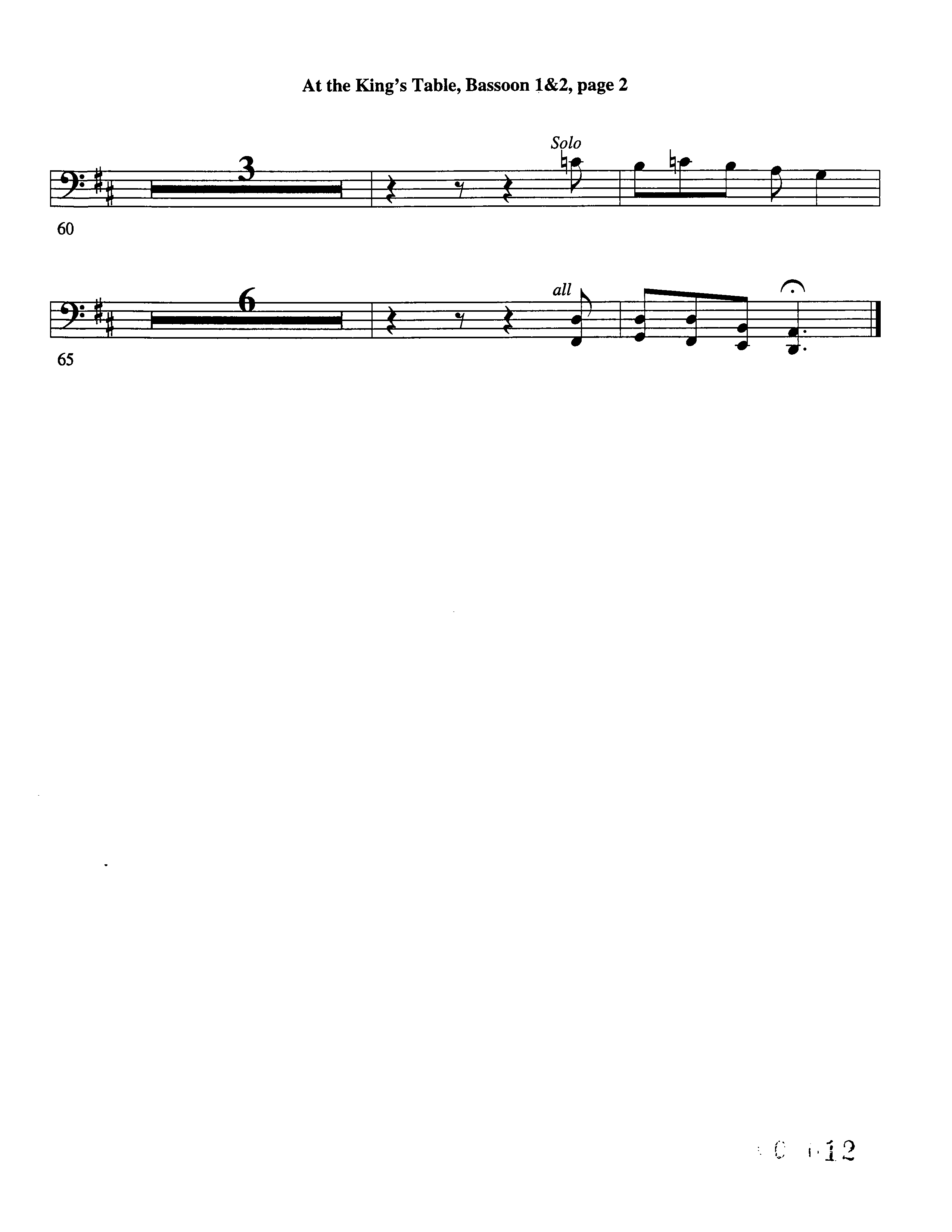 At The King's Table Bassoon 1/2 (Word Music Choral / Arr. David Clydesdale)