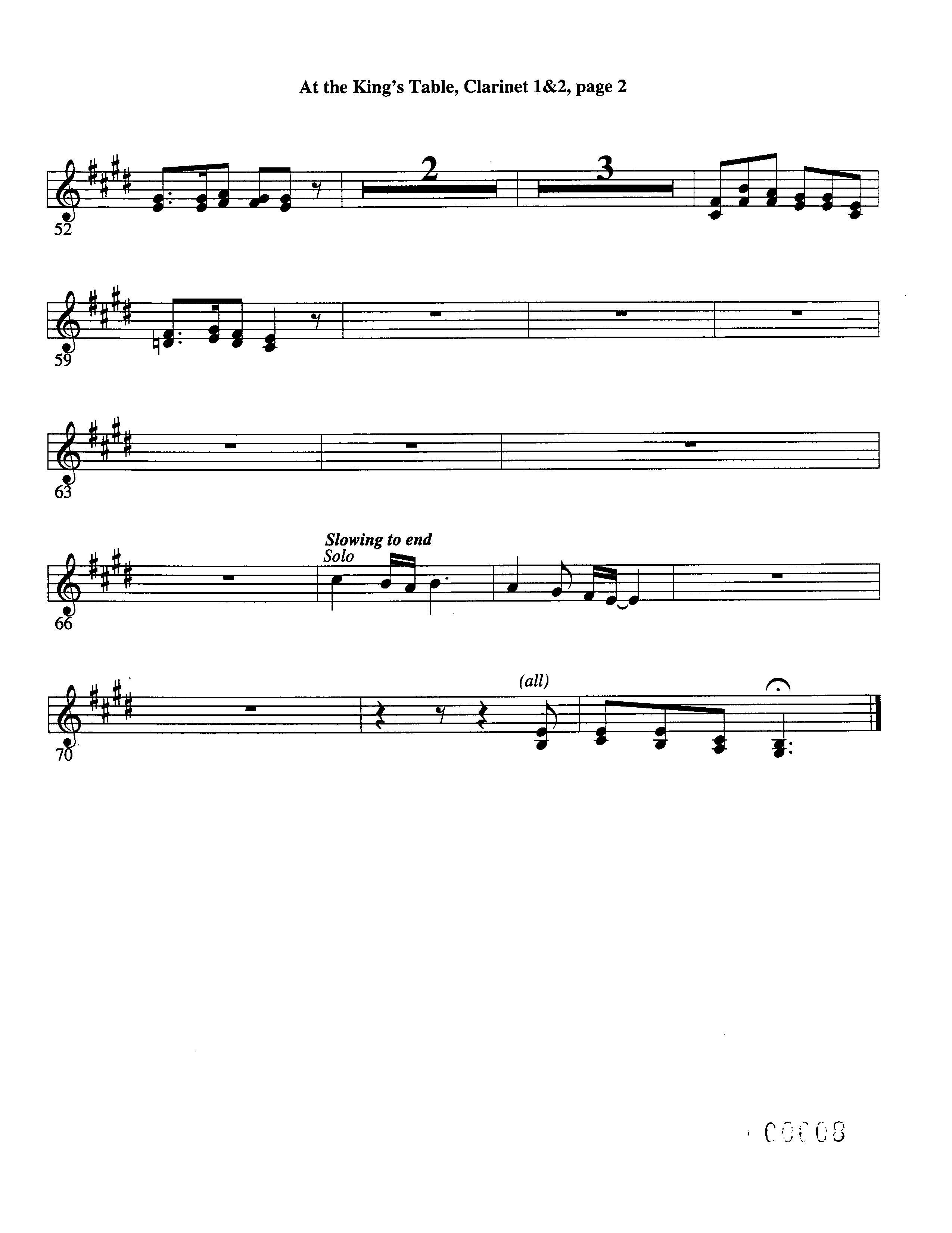 At The King's Table Clarinet 1/2 (Word Music Choral / Arr. David Clydesdale)