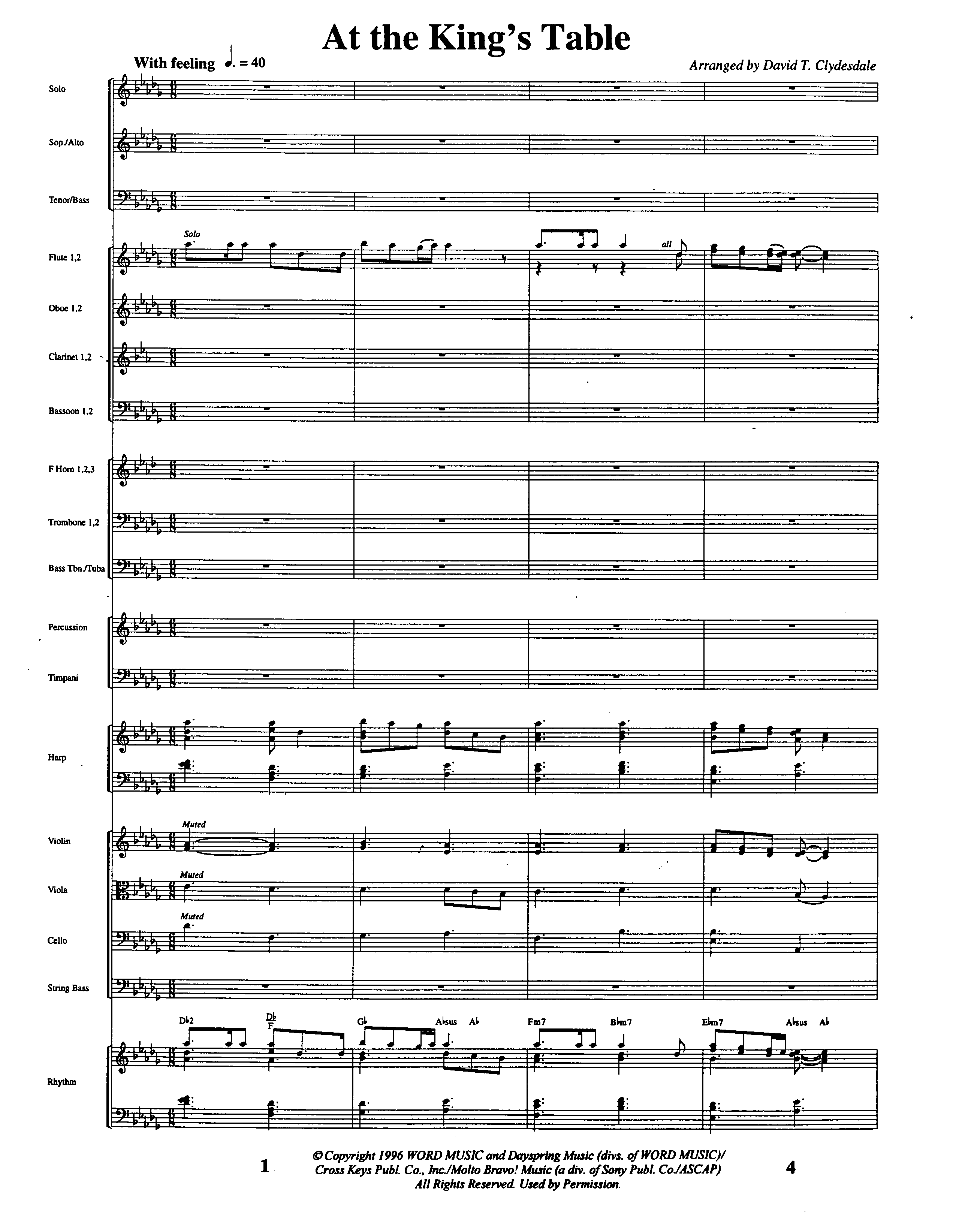 At The King's Table Orchestration (Word Music Choral / Arr. David Clydesdale)