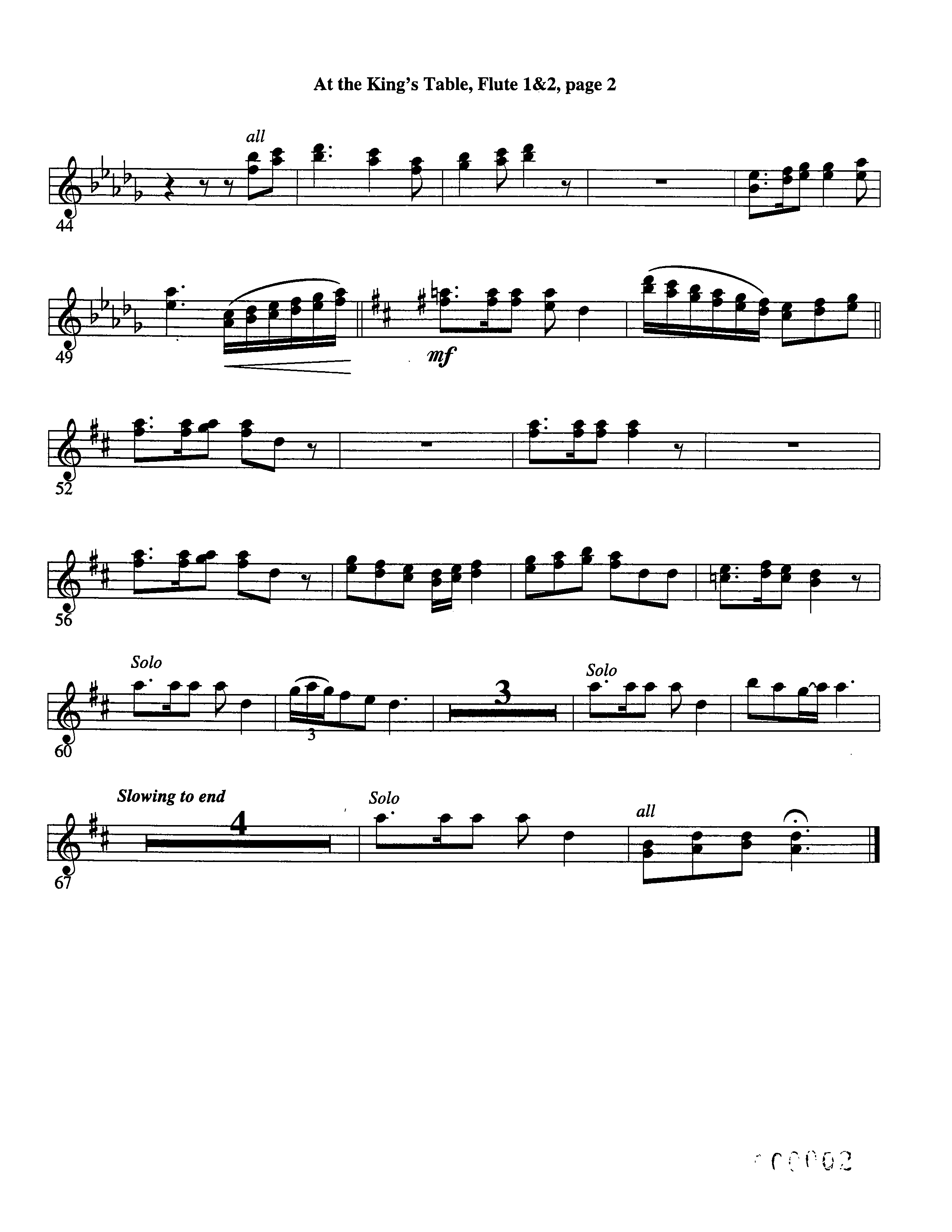 At The King's Table Flute 1/2 (Word Music Choral / Arr. David Clydesdale)