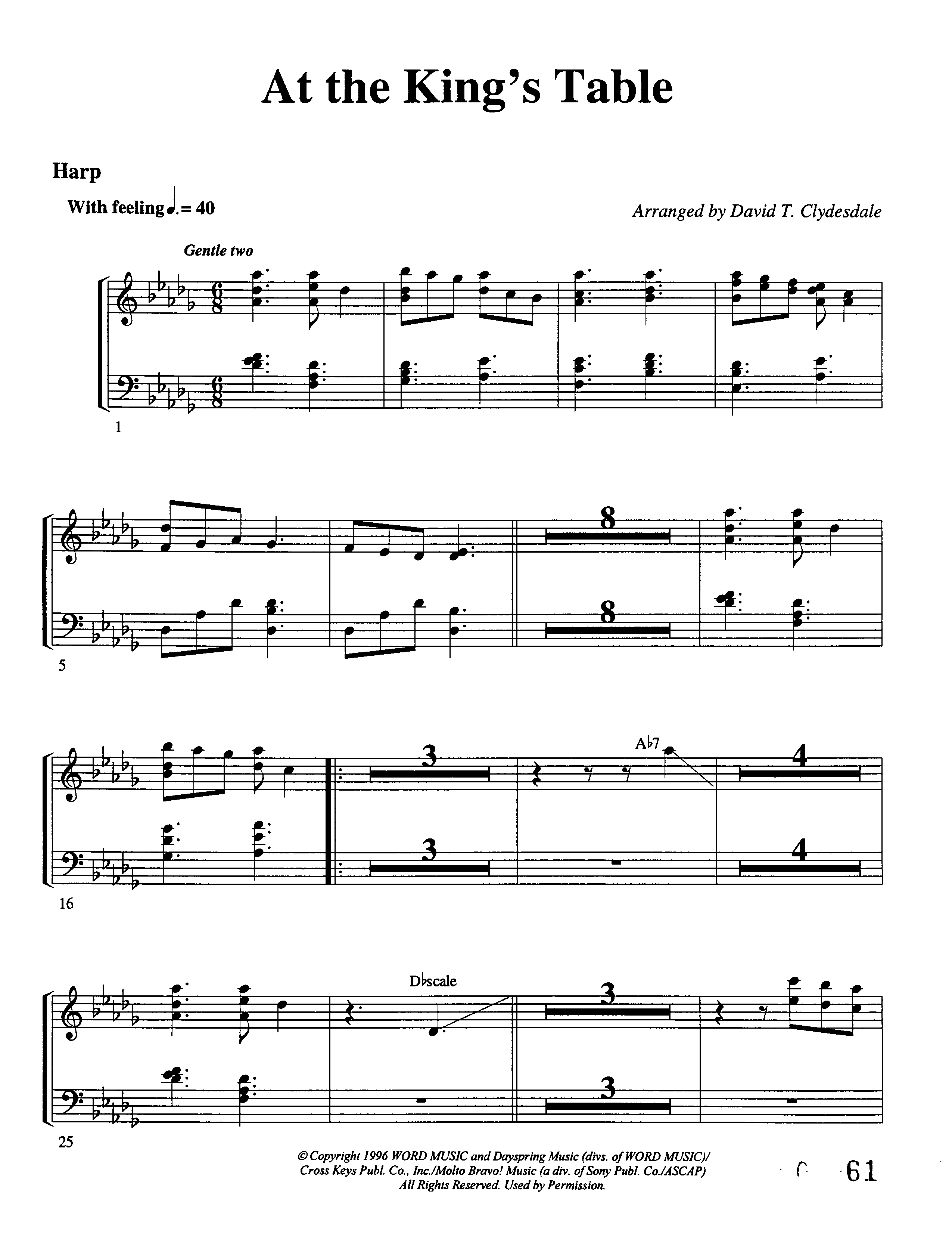 At The King's Table Harp (Word Music Choral / Arr. David Clydesdale)