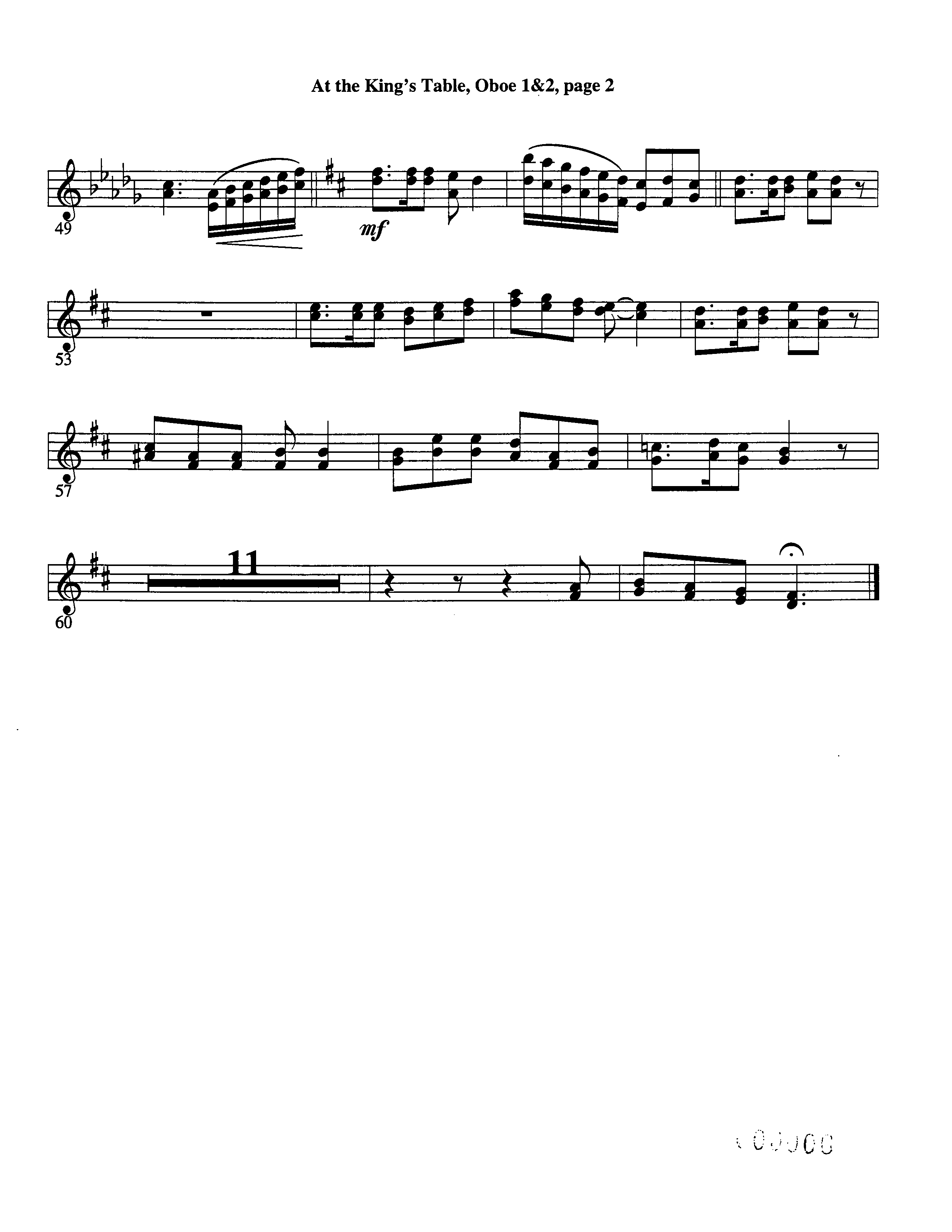At The King's Table Oboe 1/2 (Word Music Choral / Arr. David Clydesdale)