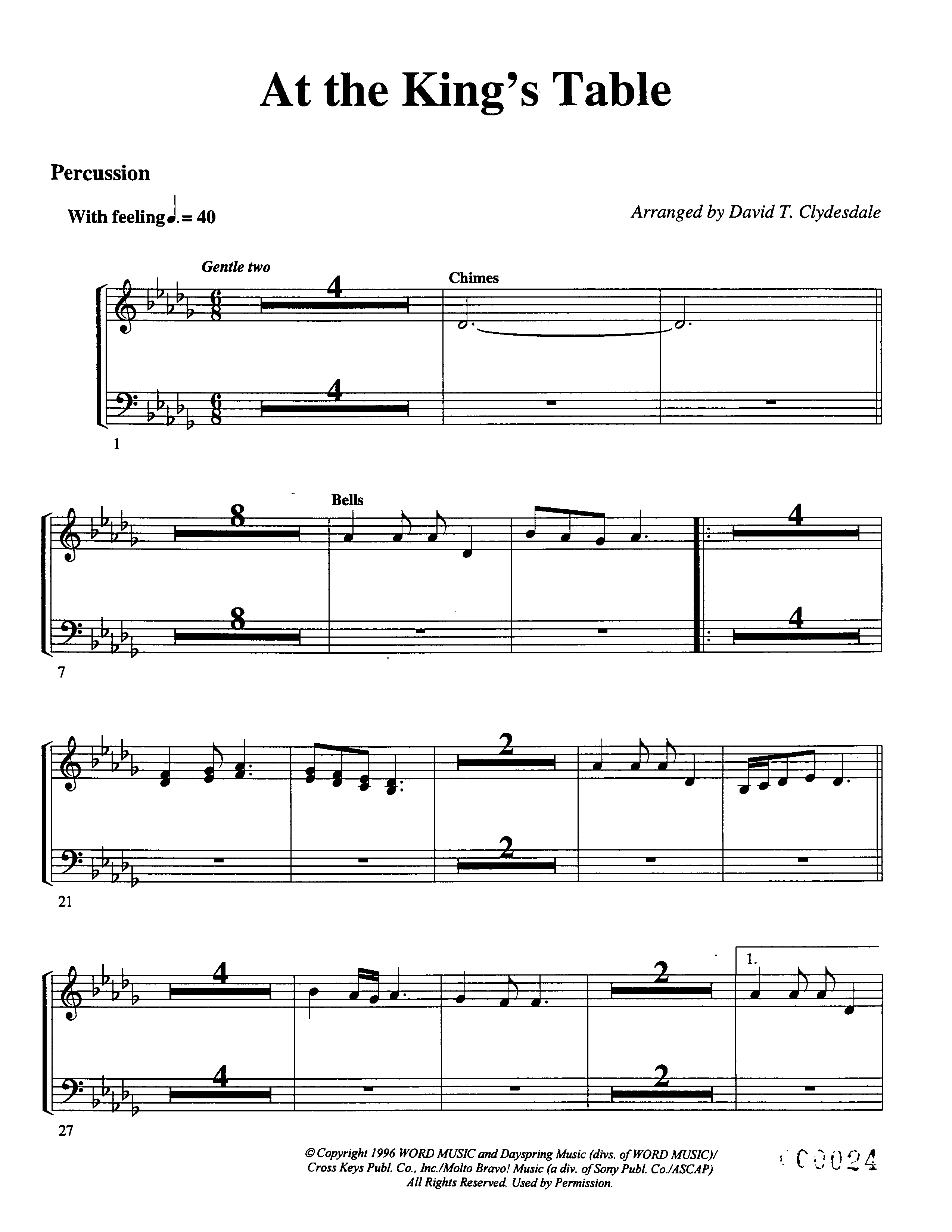 At The King's Table Percussion (Word Music Choral / Arr. David Clydesdale)