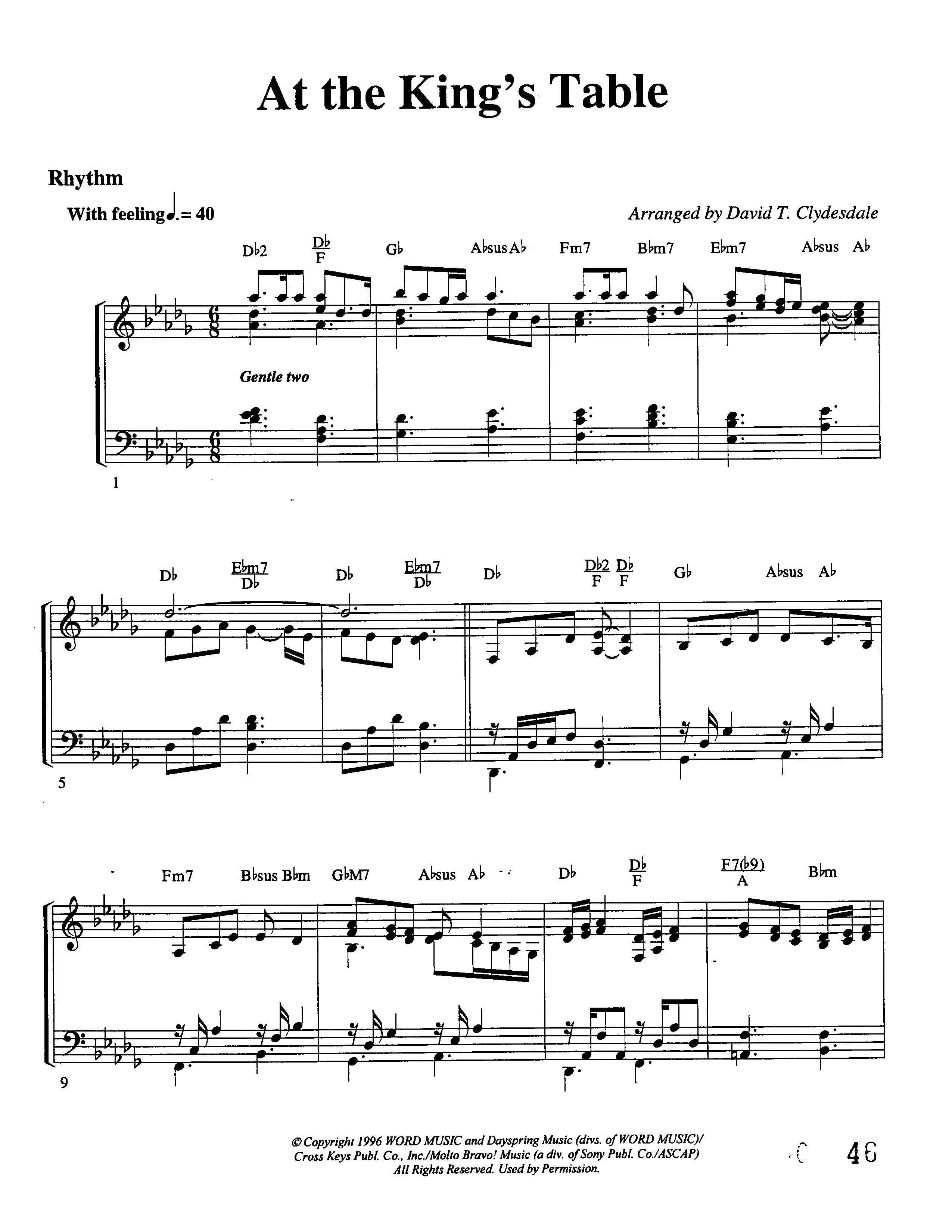 At The King's Table Rhythm Chart (Word Music Choral / Arr. David Clydesdale)