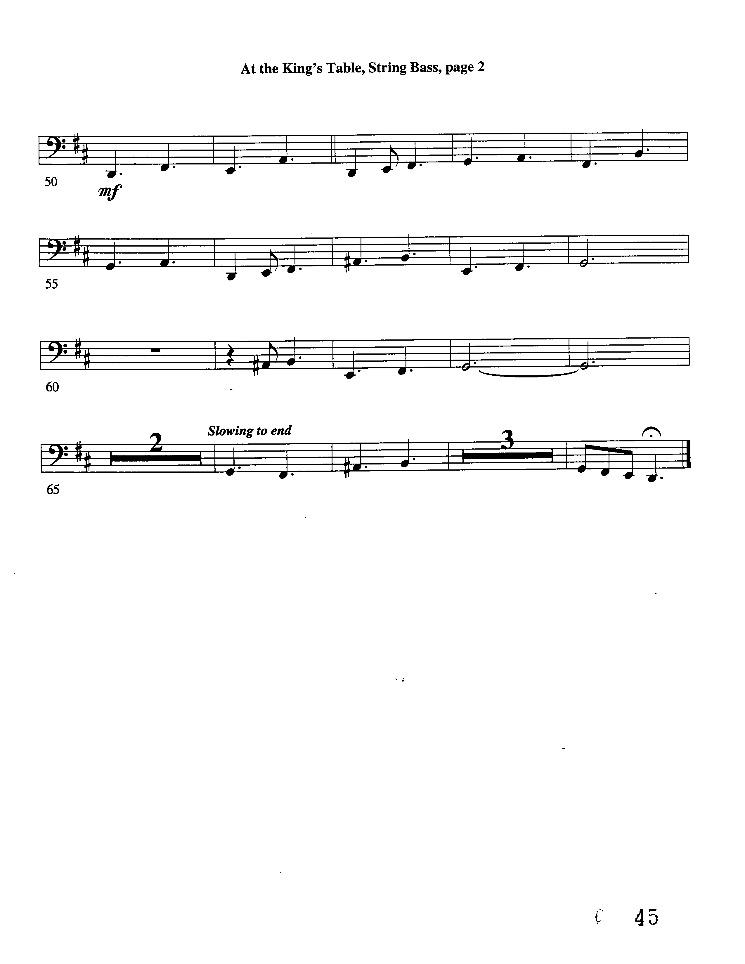 At The King's Table String Bass (Word Music Choral / Arr. David Clydesdale)