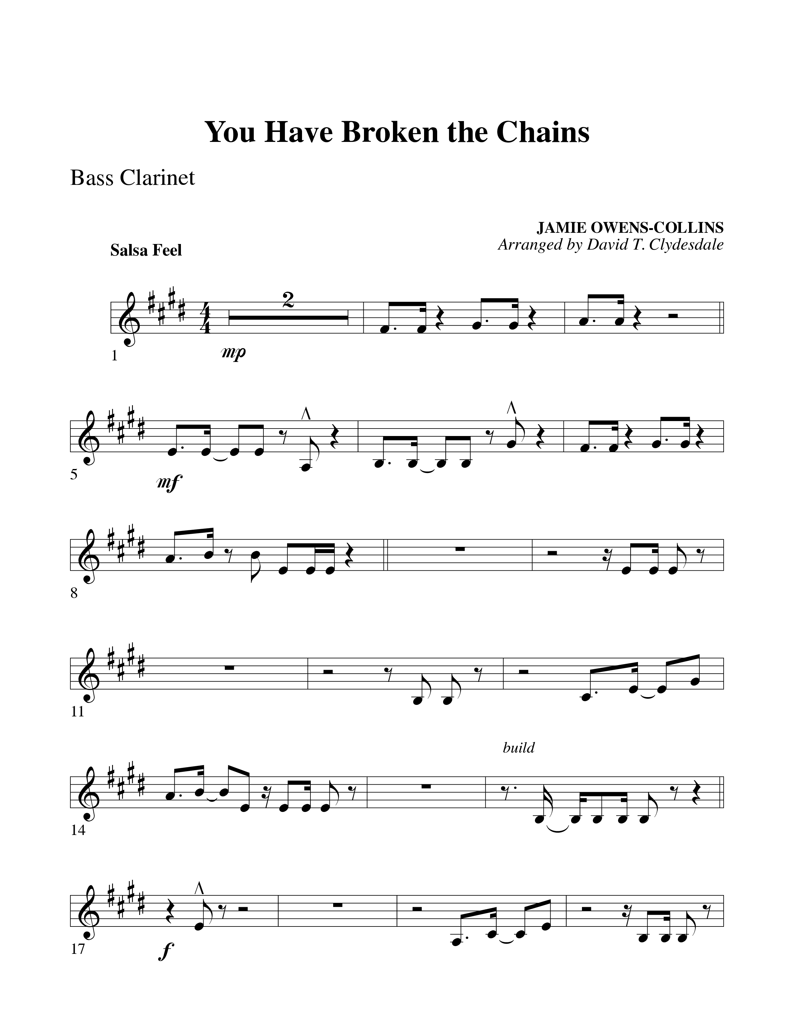 You Have Broken The Chains Bass Clarinet (Word Music Choral / Arr. David Clydesdale)