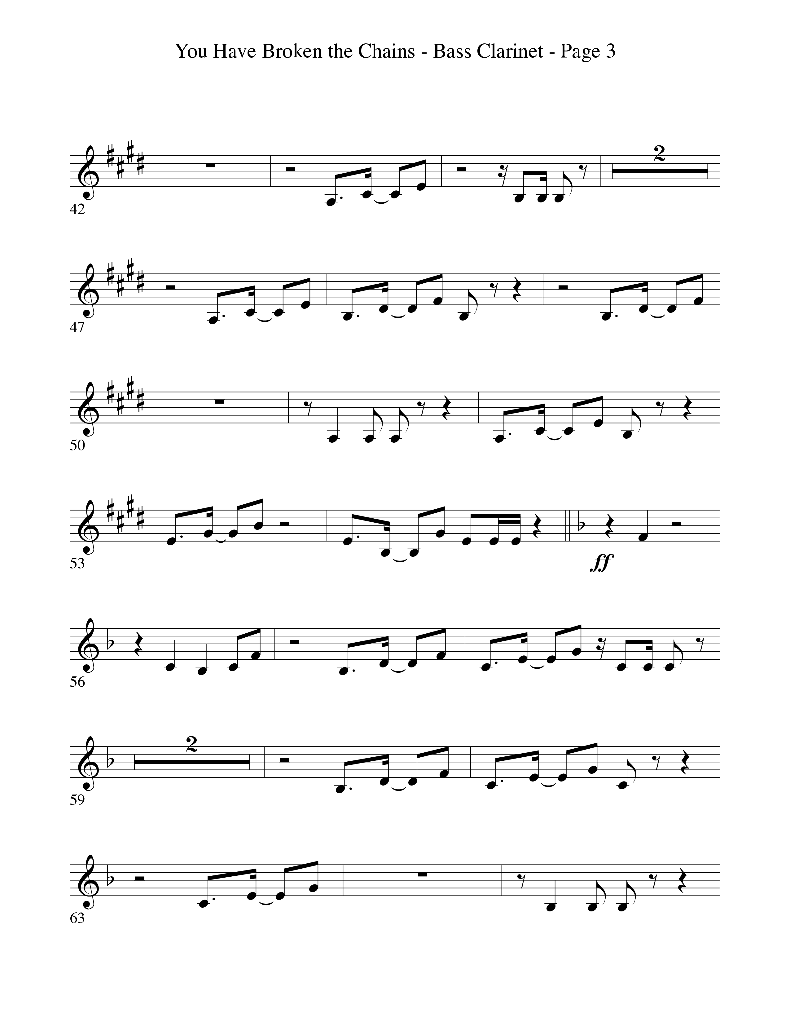 You Have Broken The Chains Bass Clarinet (Word Music Choral / Arr. David Clydesdale)