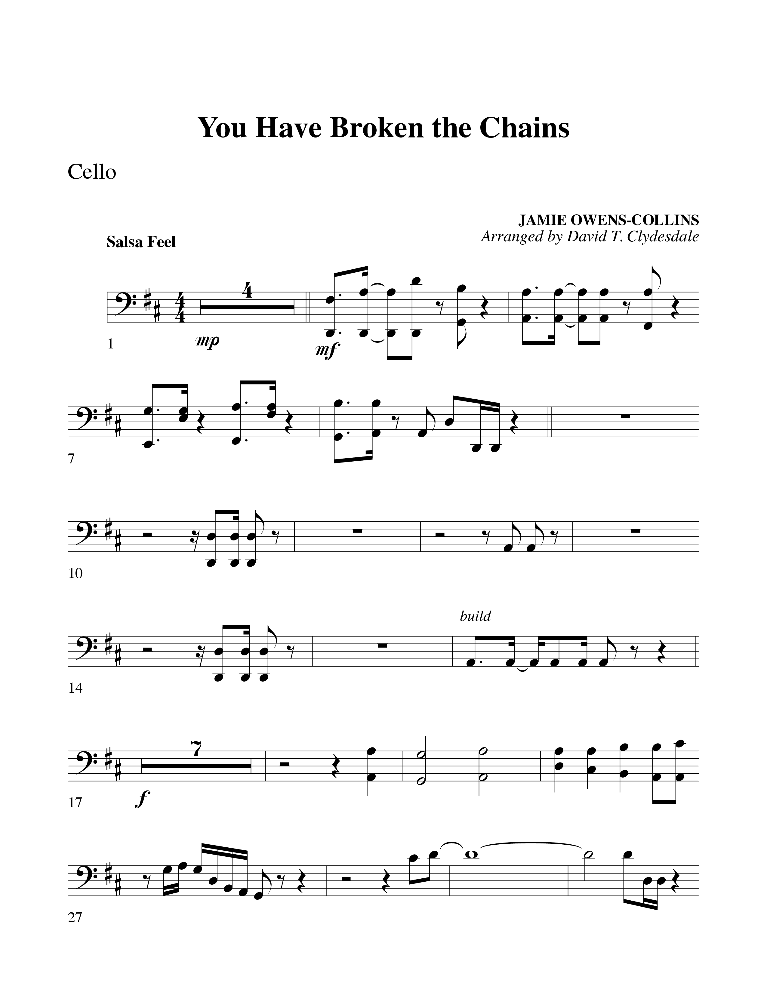 You Have Broken The Chains Cello (Word Music Choral / Arr. David Clydesdale)