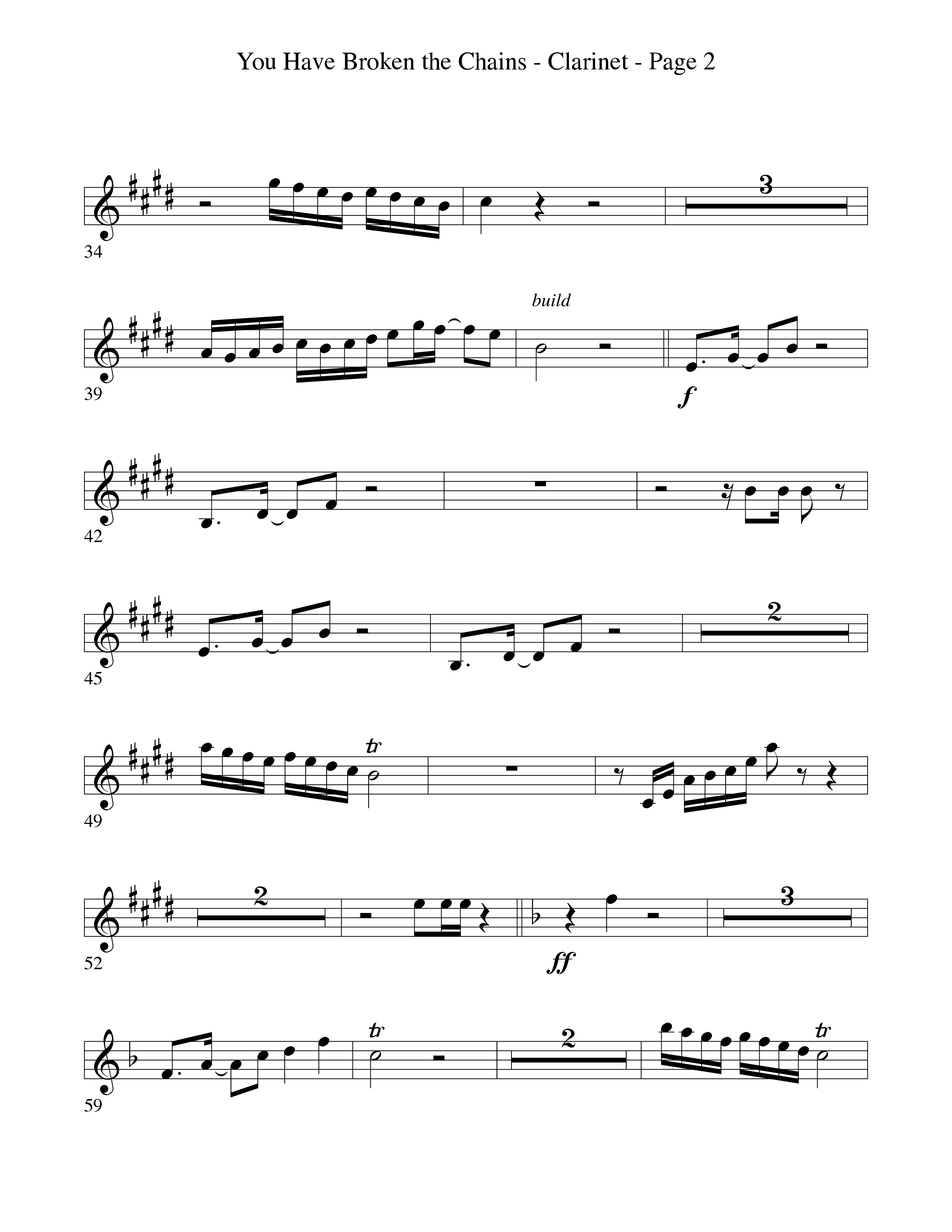 You Have Broken The Chains Clarinet (Word Music Choral / Arr. David Clydesdale)