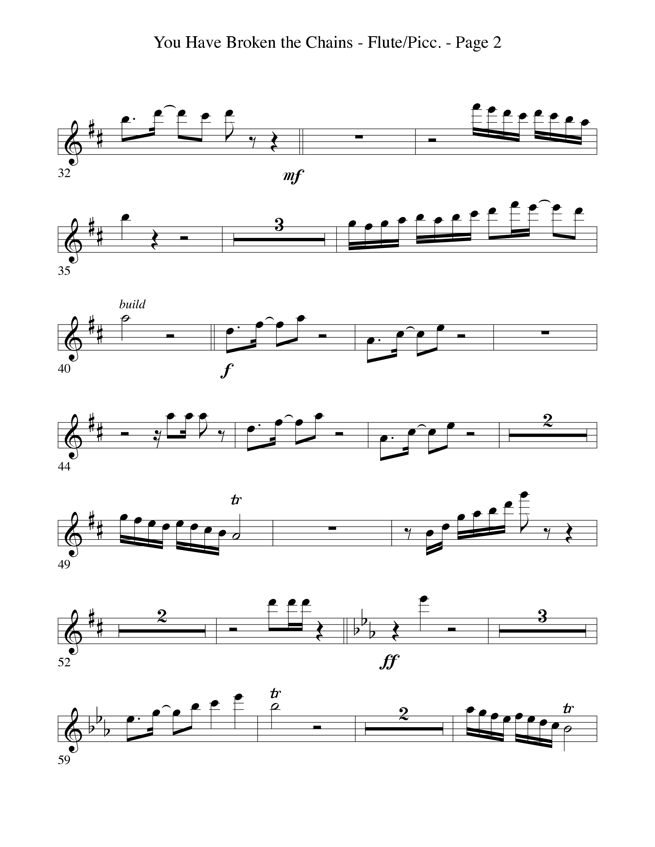You Have Broken The Chains Flute/Piccolo (Word Music Choral / Arr. David Clydesdale)