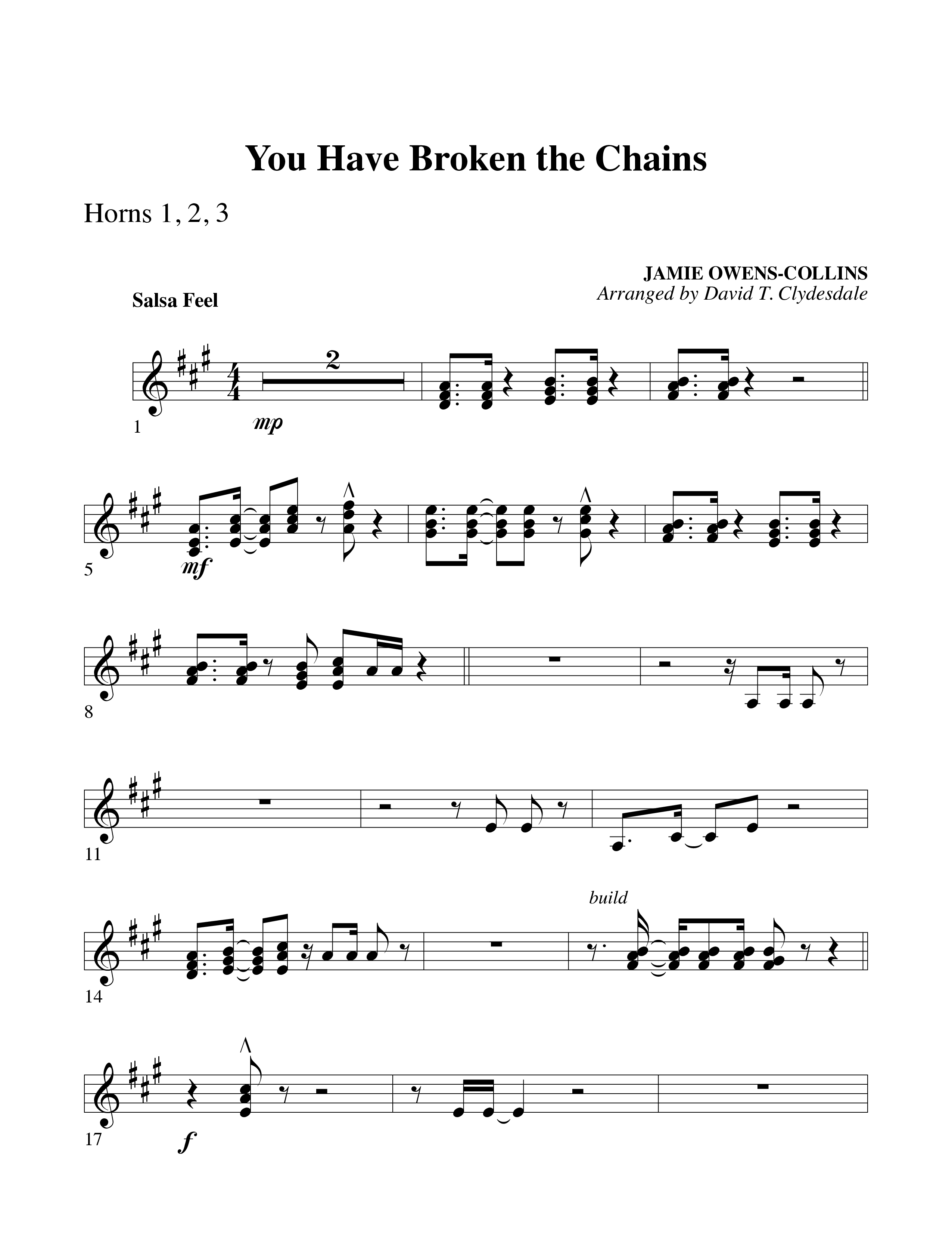 You Have Broken The Chains French Horn (Word Music Choral / Arr. David Clydesdale)