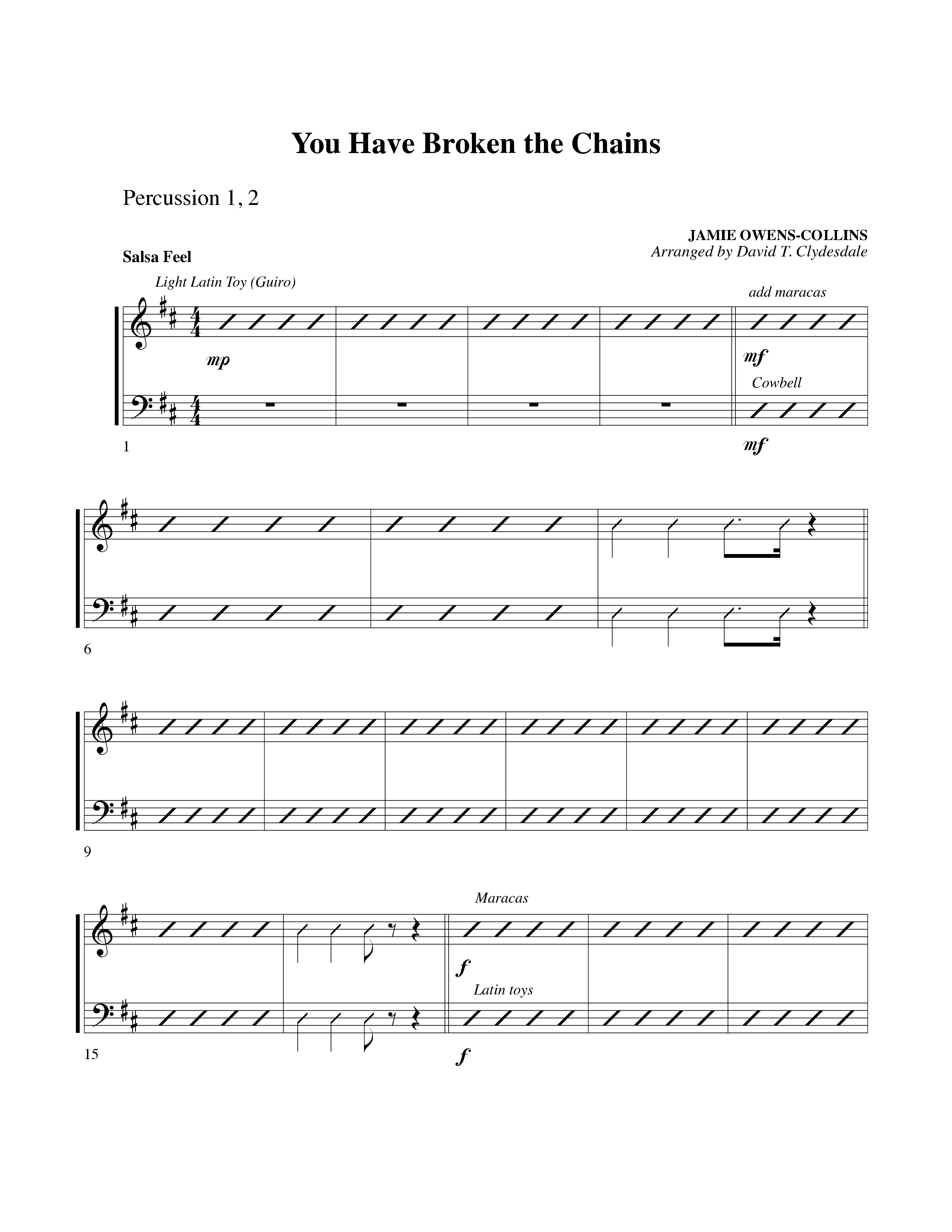 You Have Broken The Chains Percussion 1/2 (Word Music Choral / Arr. David Clydesdale)
