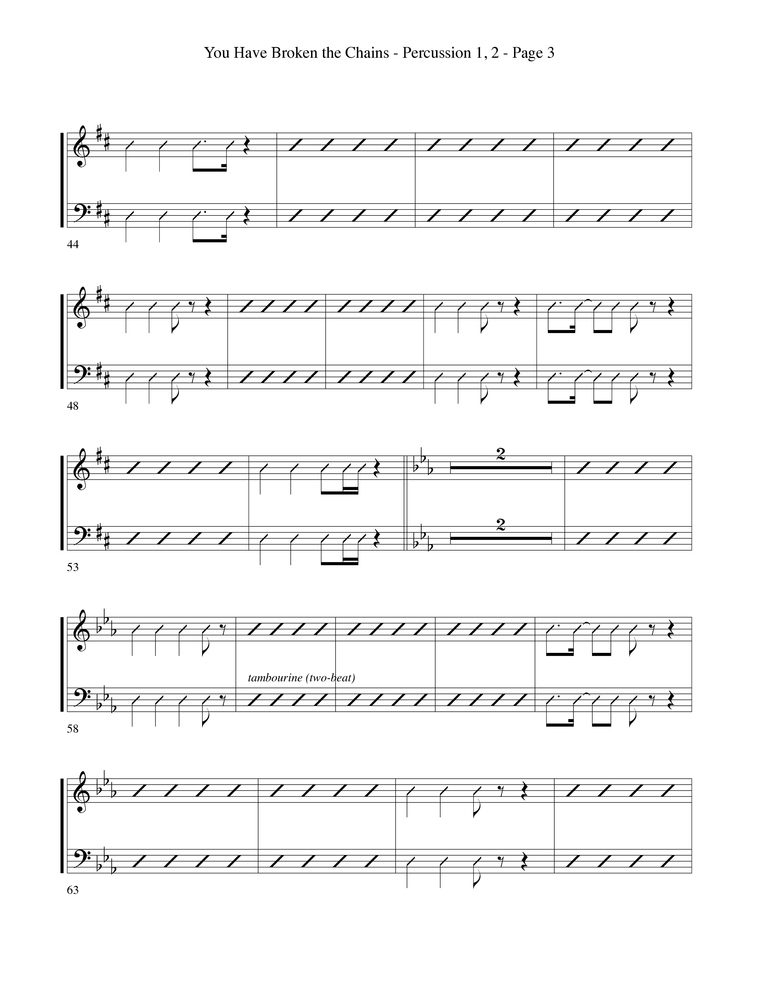 You Have Broken The Chains Percussion 1/2 (Word Music Choral / Arr. David Clydesdale)