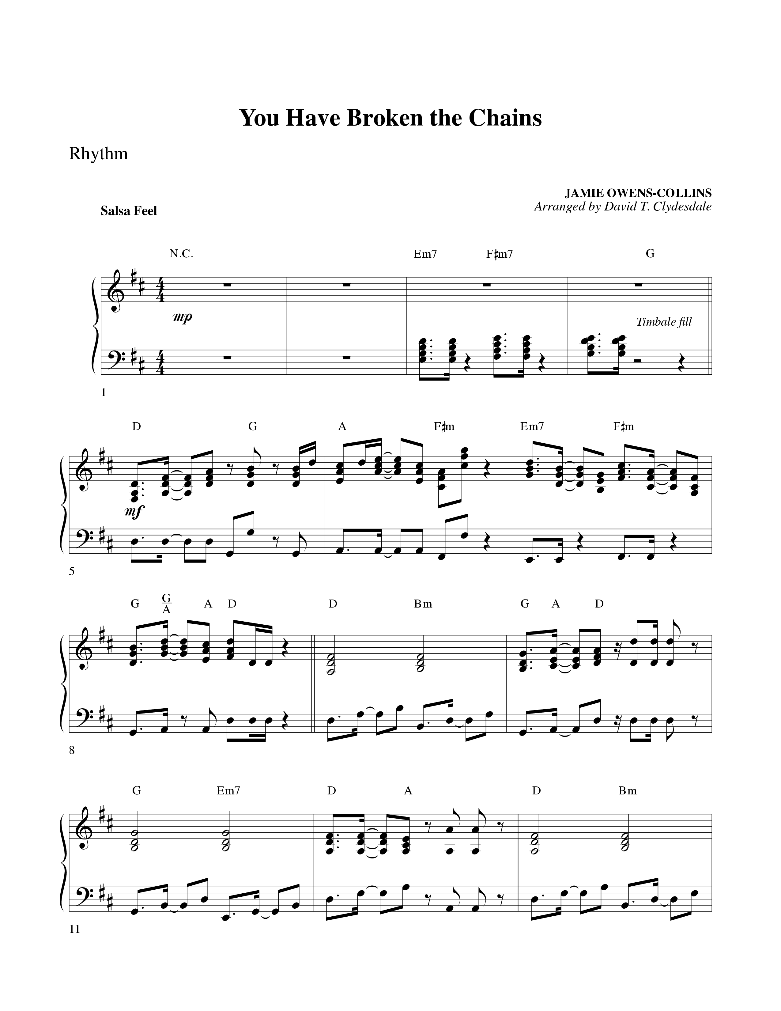 You Have Broken The Chains Rhythm Chart (Word Music Choral / Arr. David Clydesdale)
