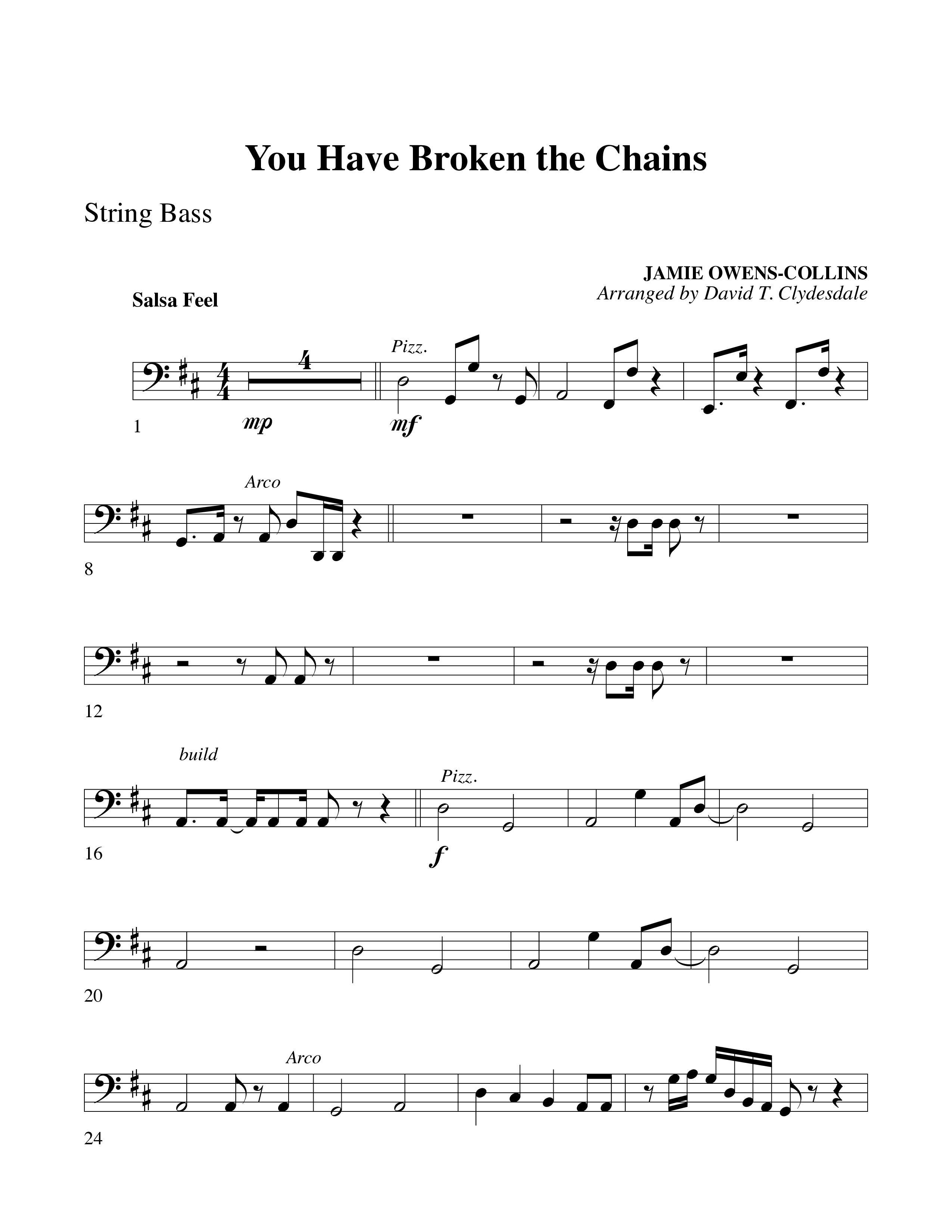 You Have Broken The Chains String Bass (Word Music Choral / Arr. David Clydesdale)