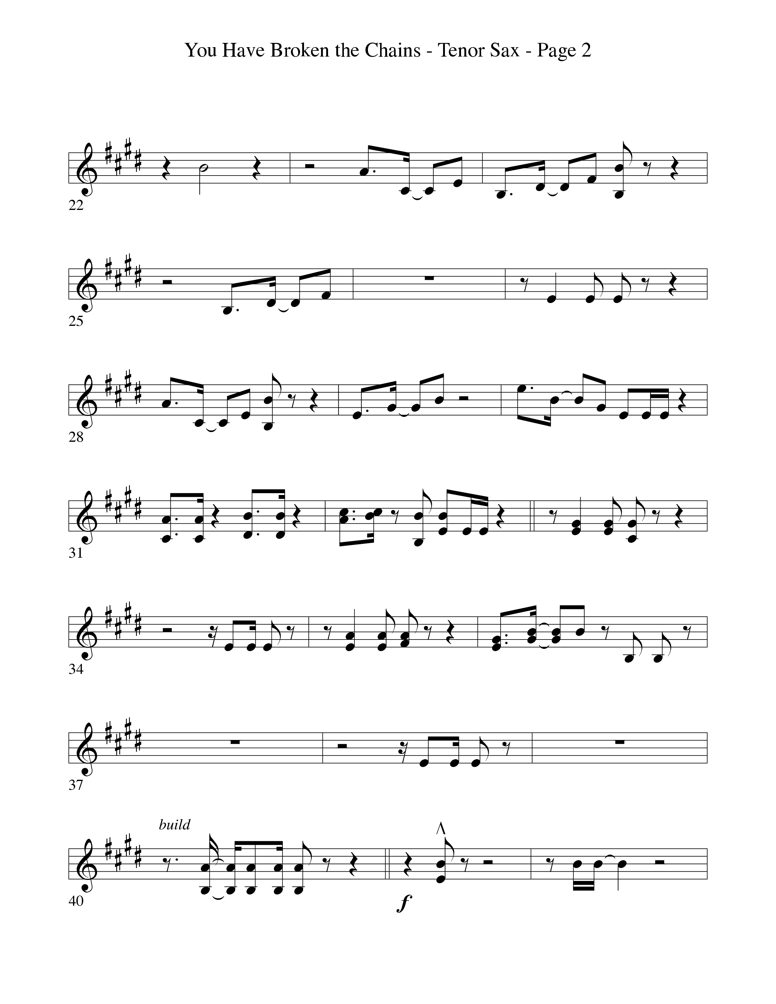 You Have Broken The Chains Tenor Sax 1 (Word Music Choral / Arr. David Clydesdale)
