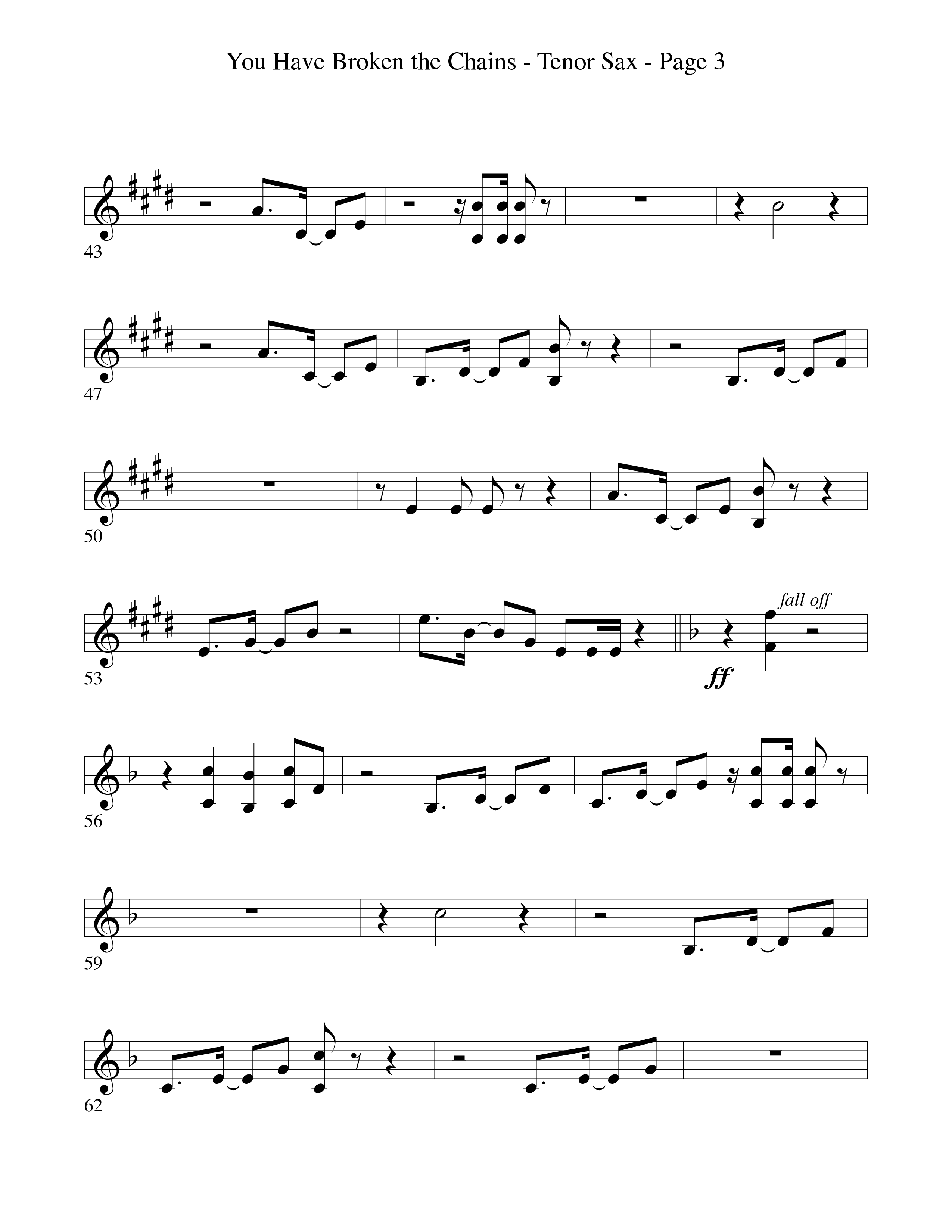 You Have Broken The Chains Tenor Sax 1 (Word Music Choral / Arr. David Clydesdale)