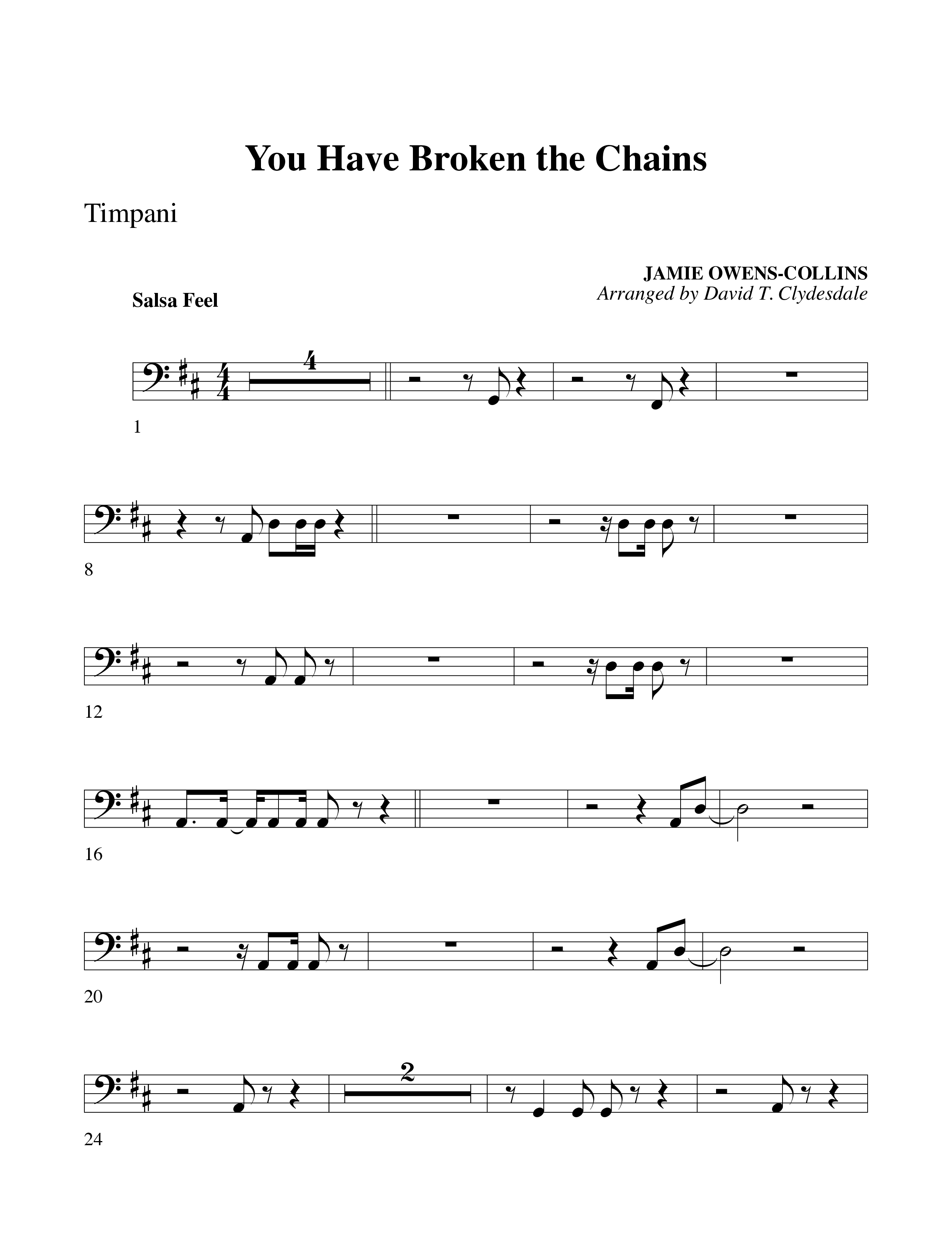 You Have Broken The Chains Timpani (Word Music Choral / Arr. David Clydesdale)