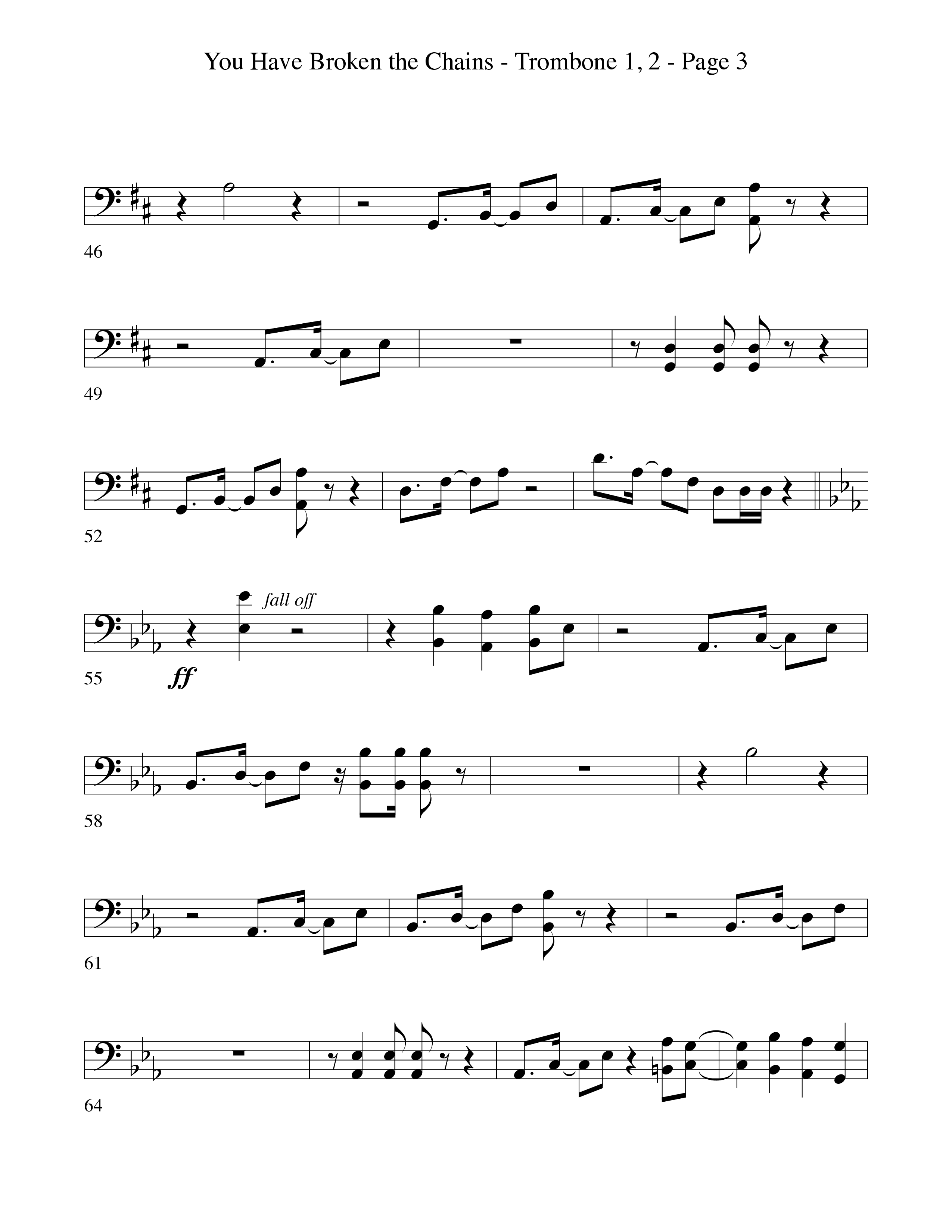 You Have Broken The Chains Trombone 1/2 (Word Music Choral / Arr. David Clydesdale)