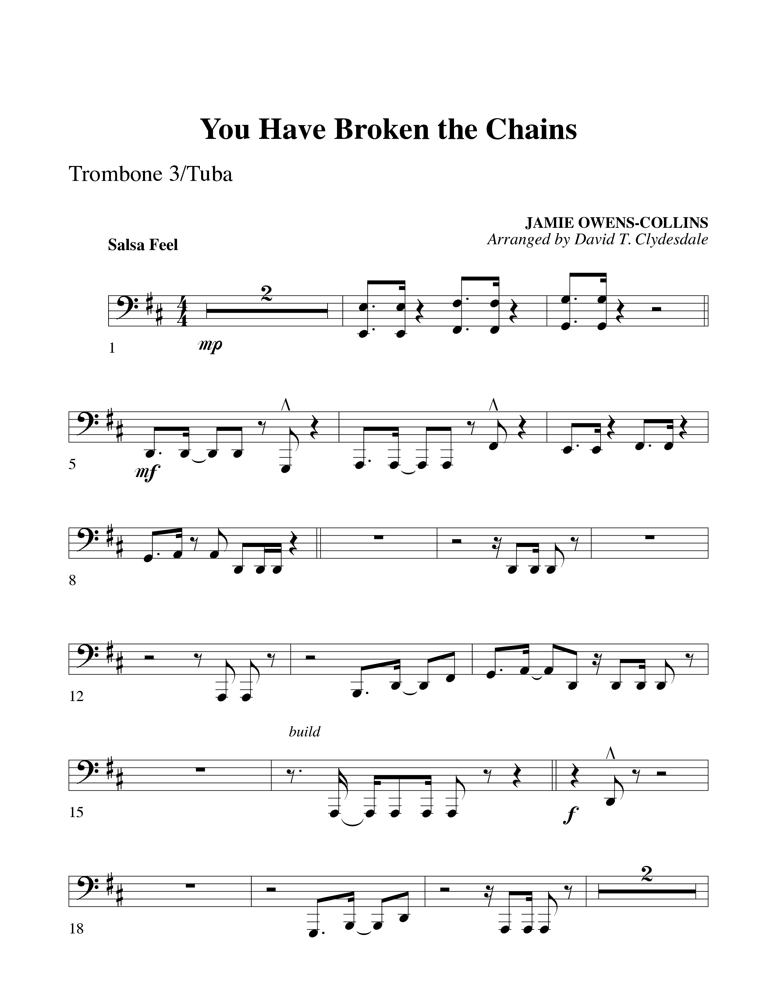 You Have Broken The Chains Trombone 3/Tuba (Word Music Choral / Arr. David Clydesdale)