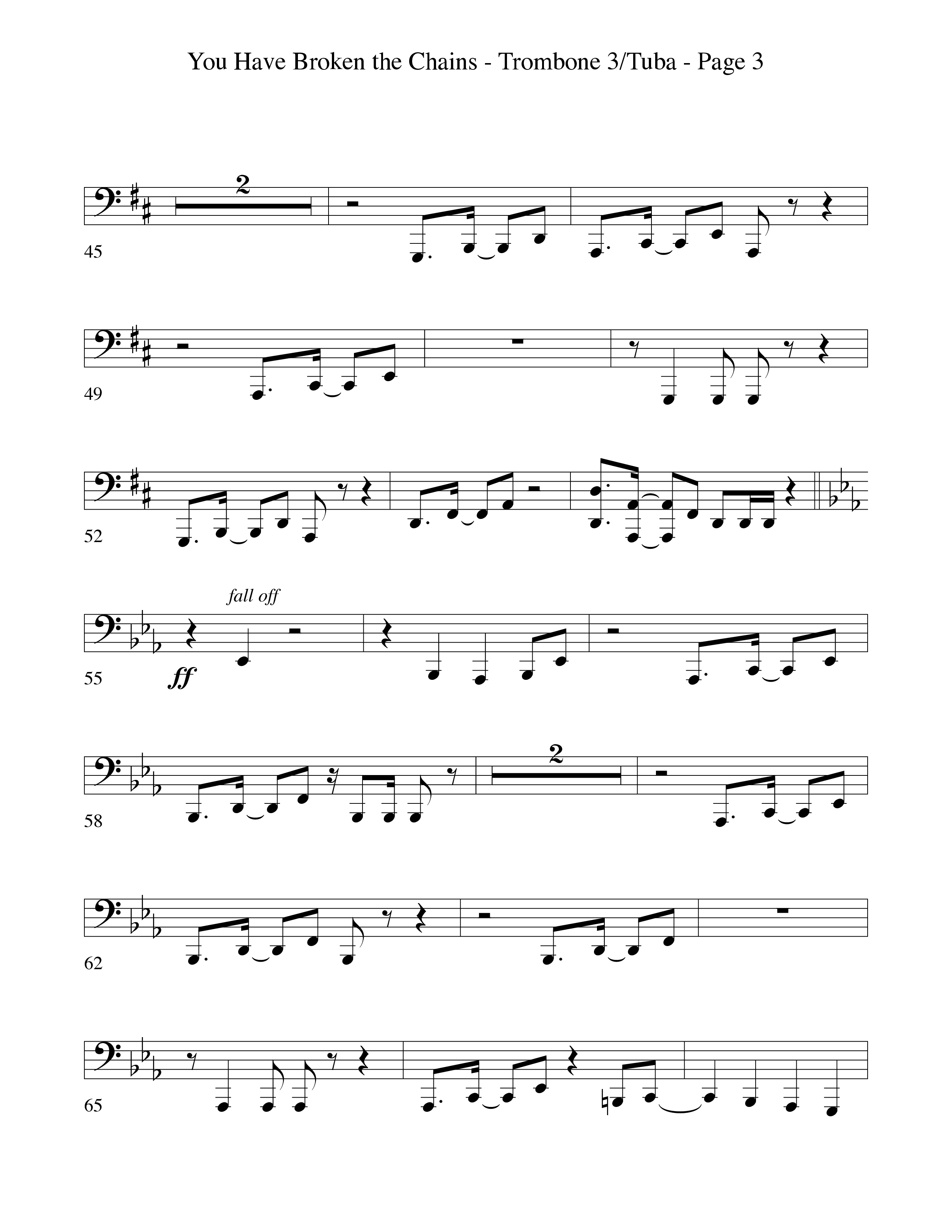 You Have Broken The Chains Trombone 3/Tuba (Word Music Choral / Arr. David Clydesdale)