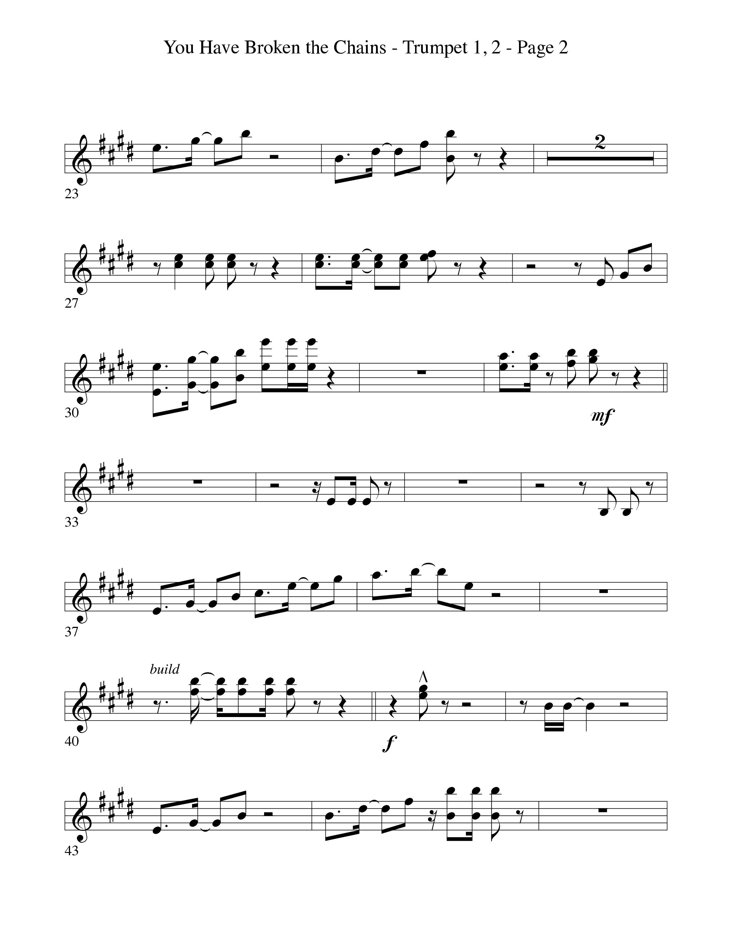 You Have Broken The Chains Trumpet 1,2 (Word Music Choral / Arr. David Clydesdale)