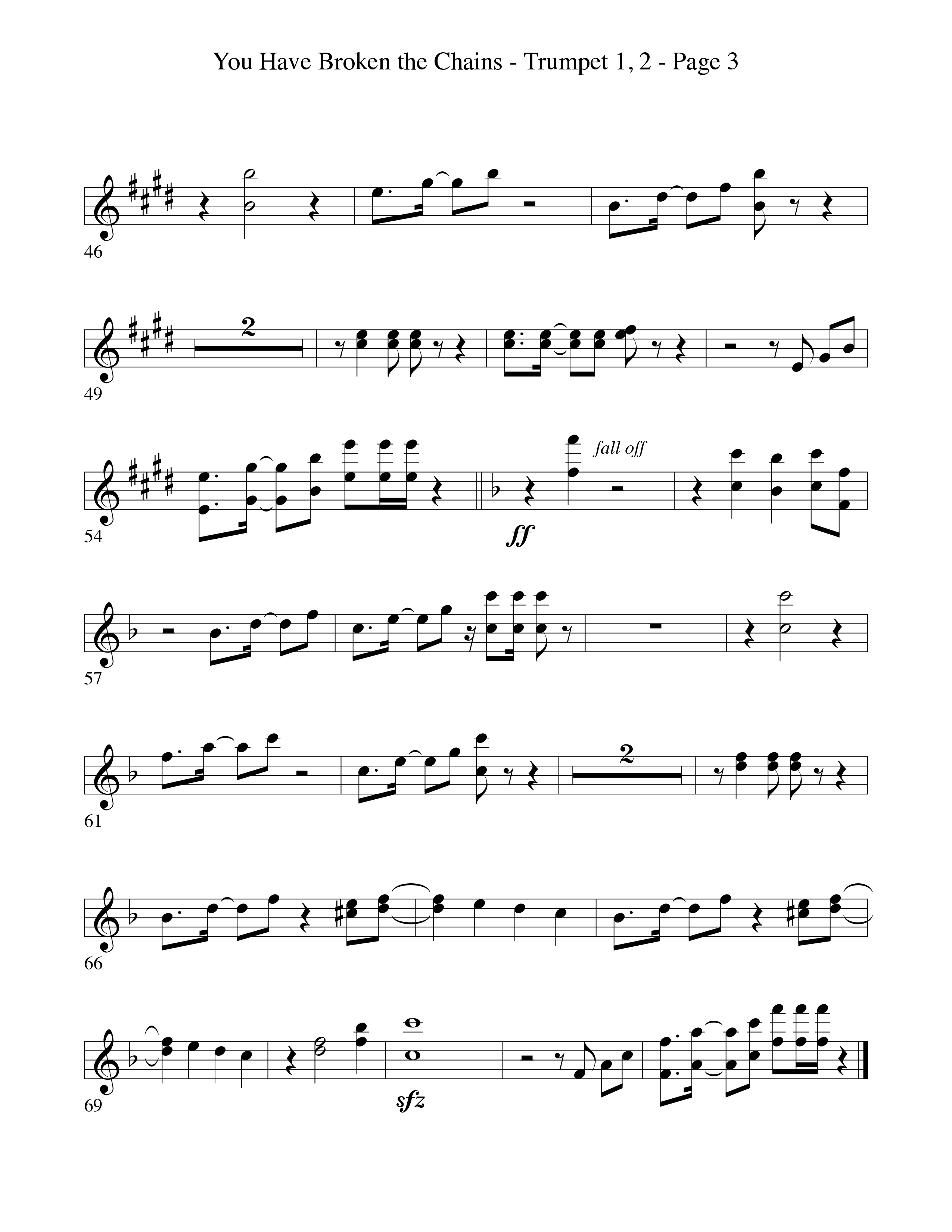 You Have Broken The Chains Trumpet 1,2 (Word Music Choral / Arr. David Clydesdale)